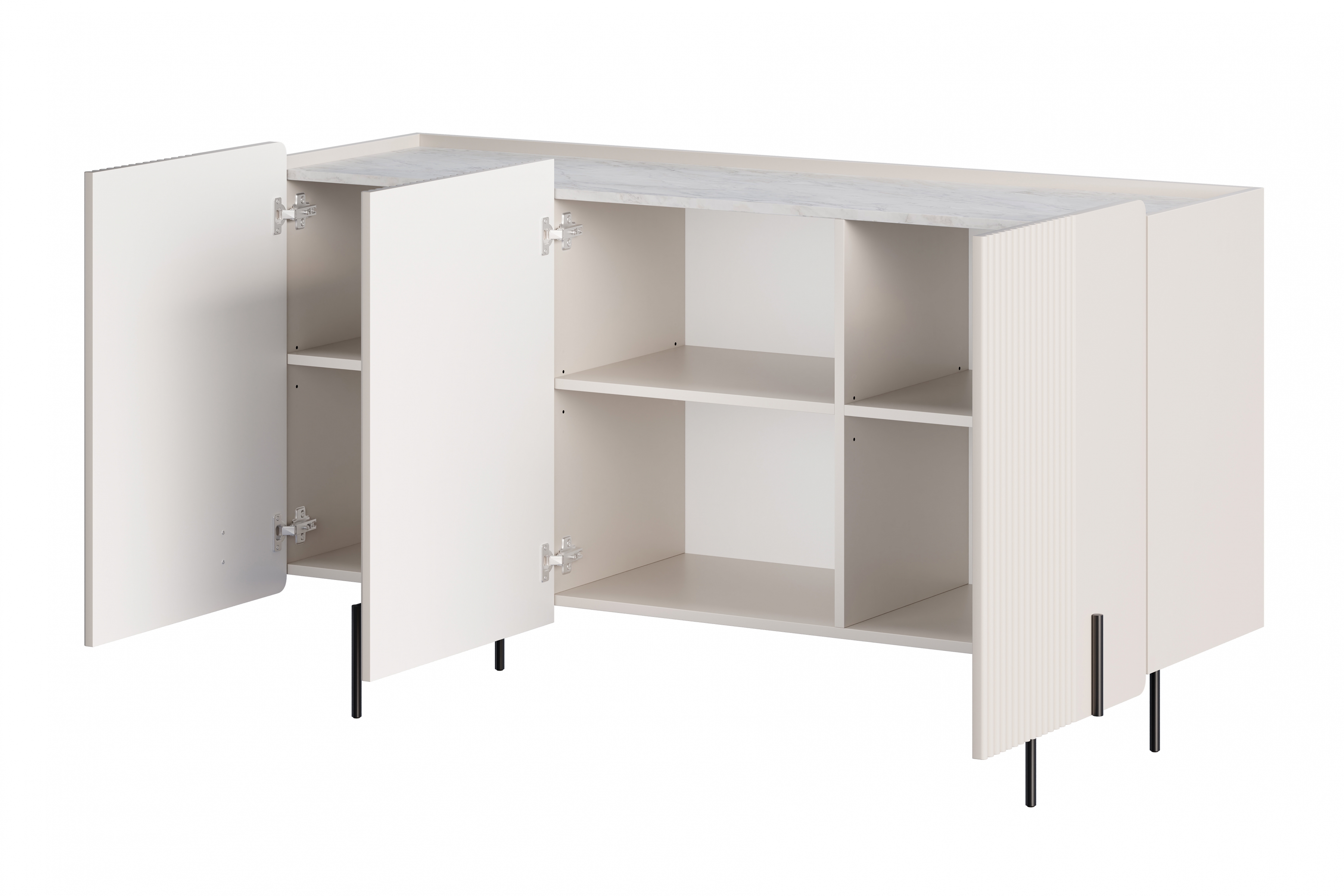 Komoda Malmi 150 cm - kašmírová / crema bianca / čierna Komoda Malmi 150 cm - kašmír / crema bianca / čierny nozki