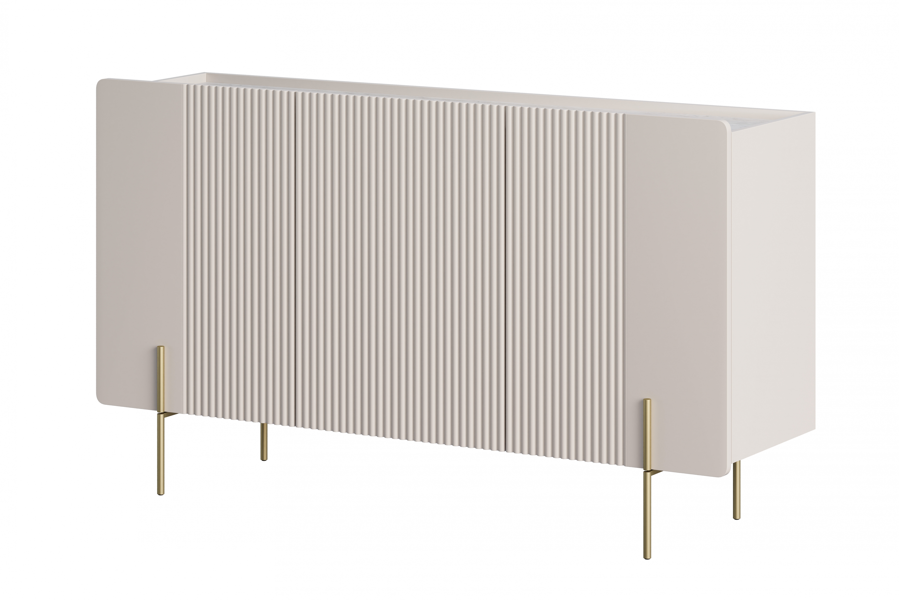 Komoda Malmi 150 cm - kašmírová / crema bianca / zlaté nožky Komoda Malmi 150 cm - kašmír / crema bianca / zlote nozki