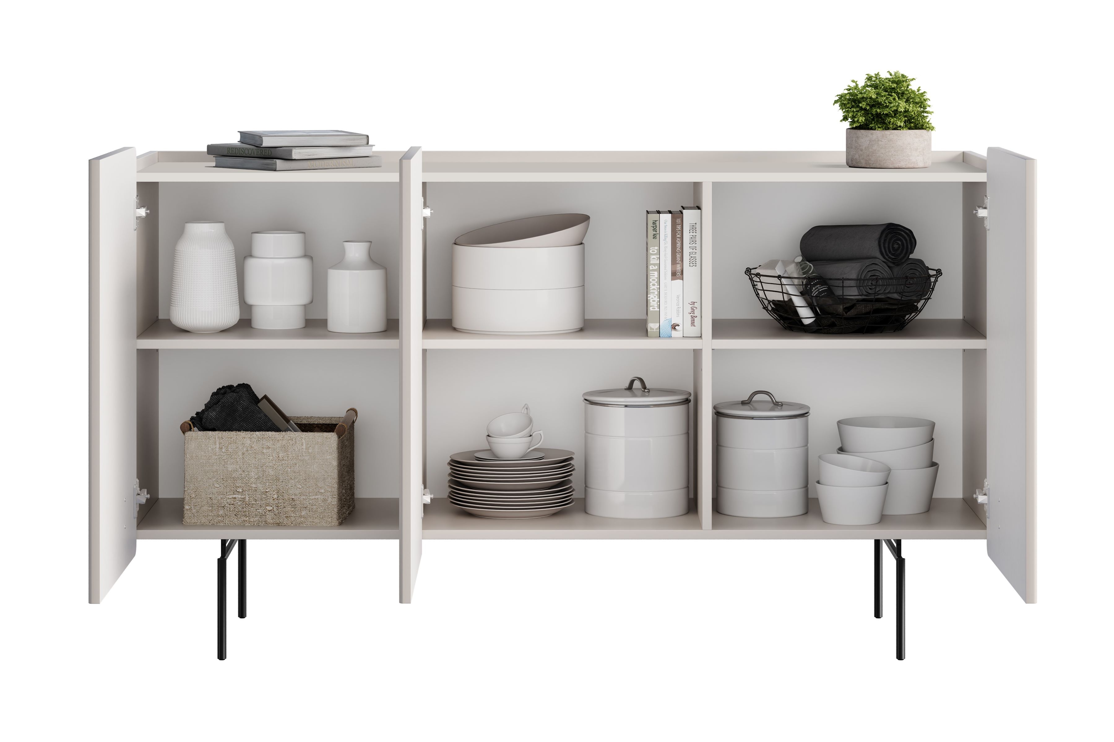 Komoda Malmi 150 cm - kašmírová / černé nožky Komoda Malmi 150 cm - kašmír / černá nozki