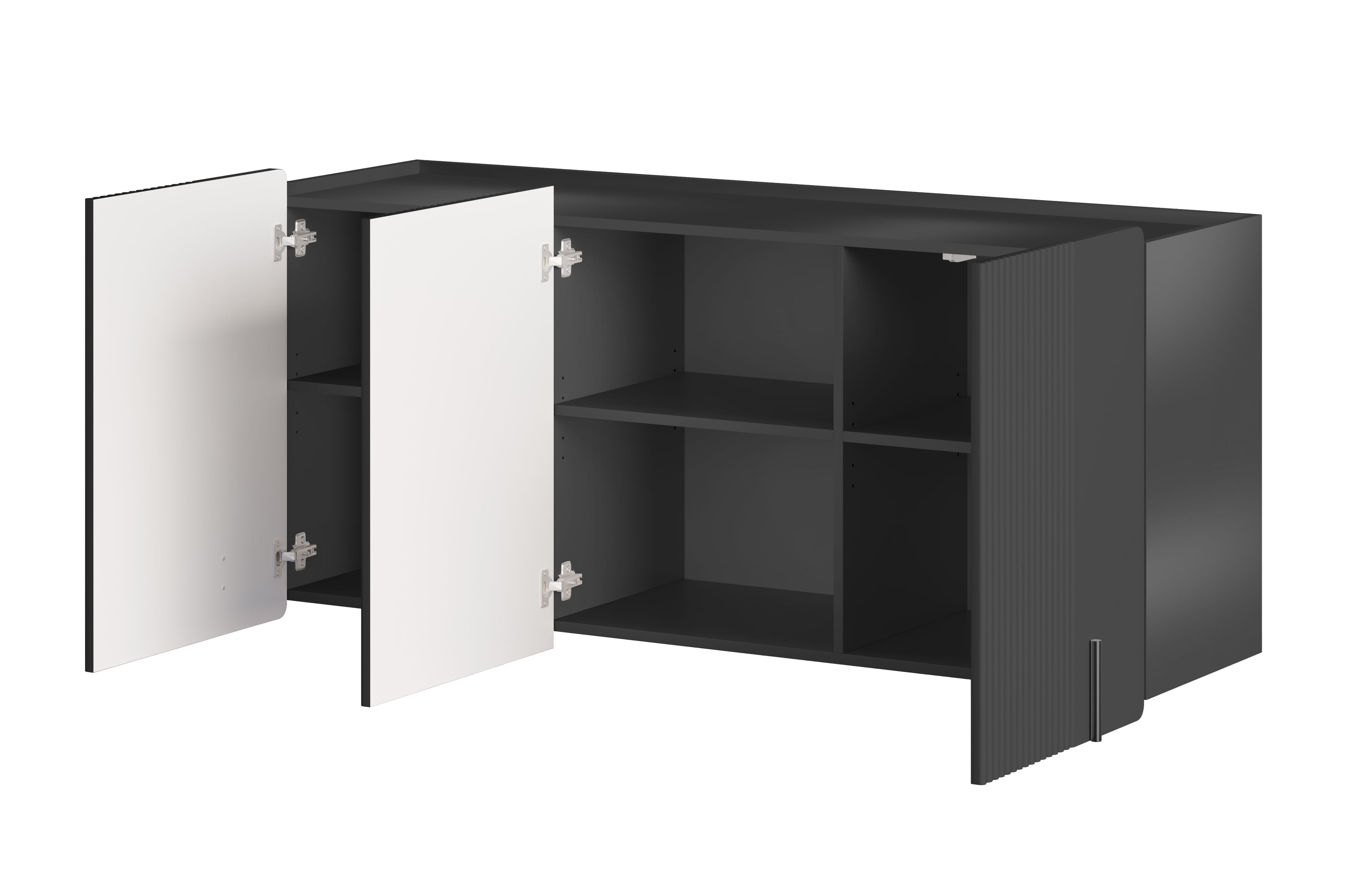 Závěsná komoda Malmi 150 cm - černý mat / černá Komoda Malmi 150 cm závěsná - černá mat / černá