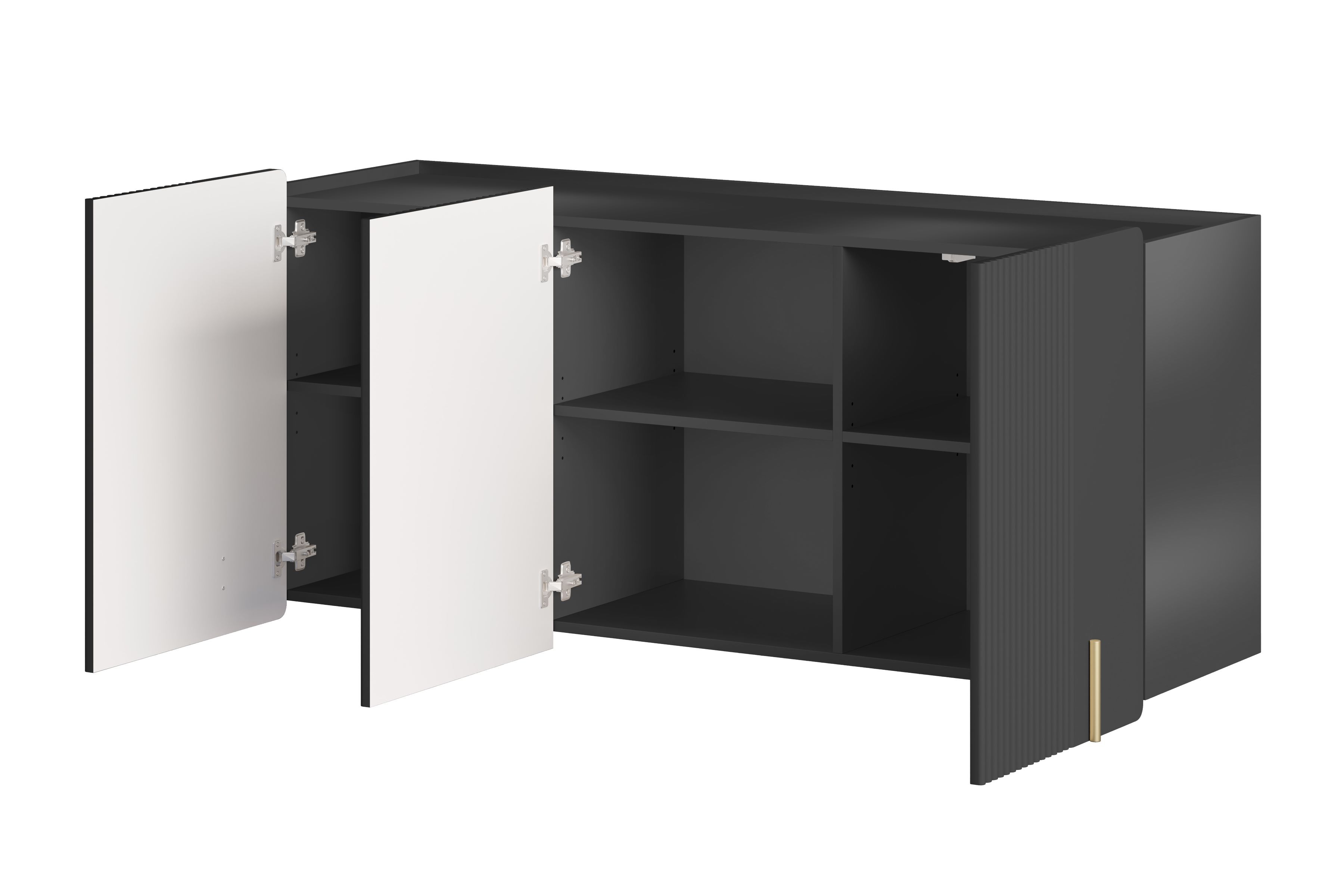 Závěsná komoda Malmi 150 cm - černý mat / zlatá Komoda Malmi 150 cm závěsná - černá mat / zlatá