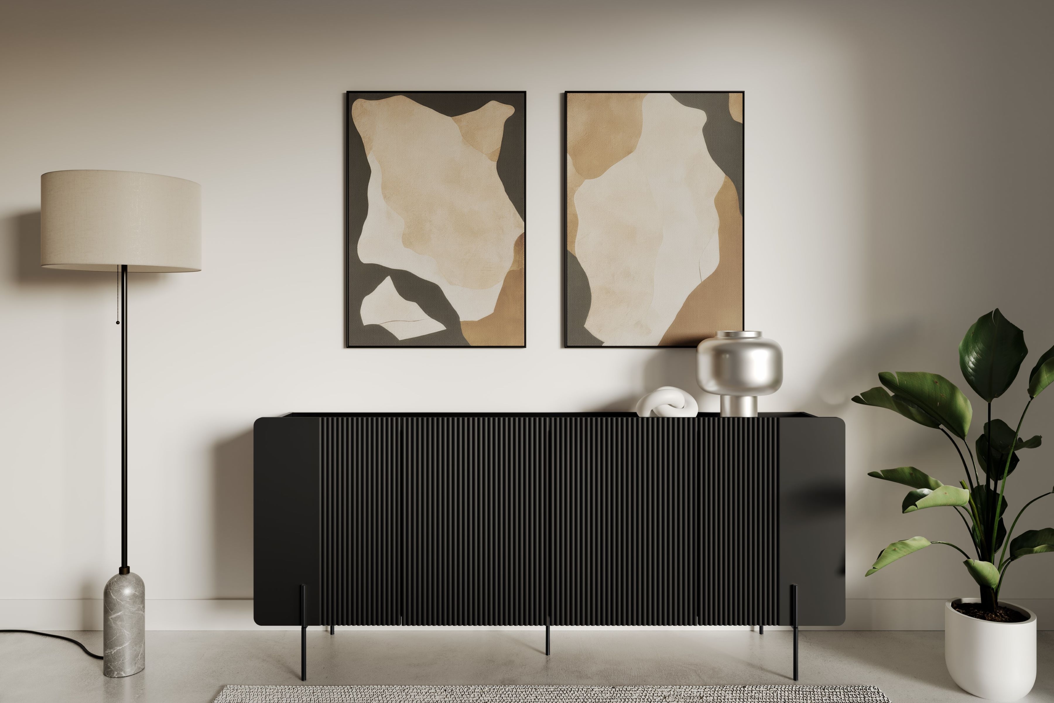 Komoda Malmi 200 cm - černý mat / černé nožky Komoda Malmi 200 cm - černá mat / černá nozki