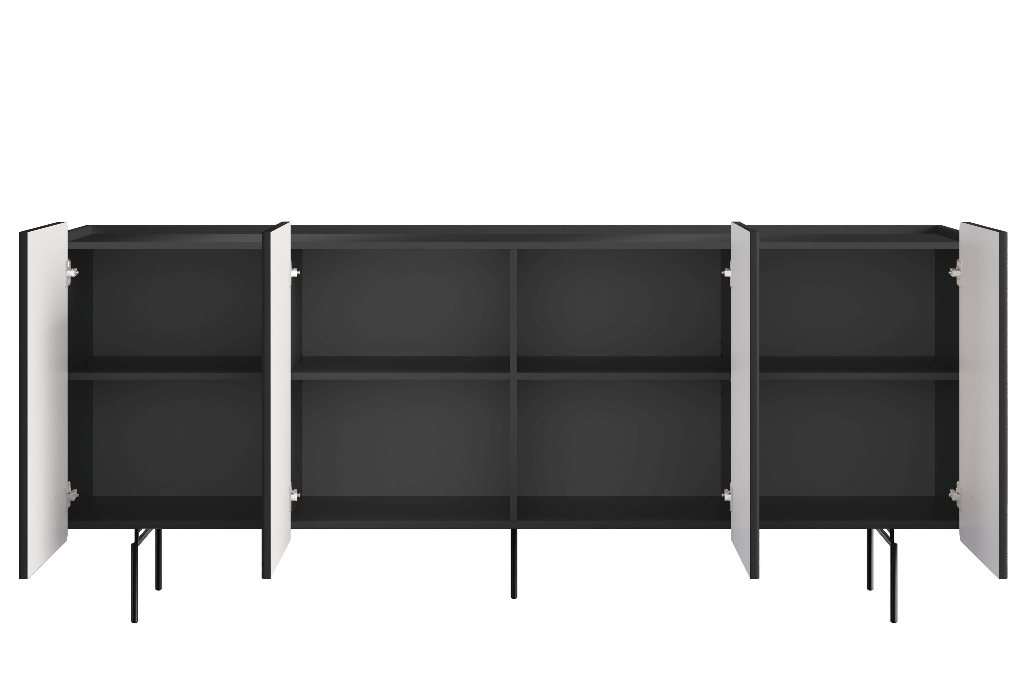 Komoda Malmi 200 cm - černý mat / černé nožky Komoda Malmi 200 cm - černá mat / černá nozki