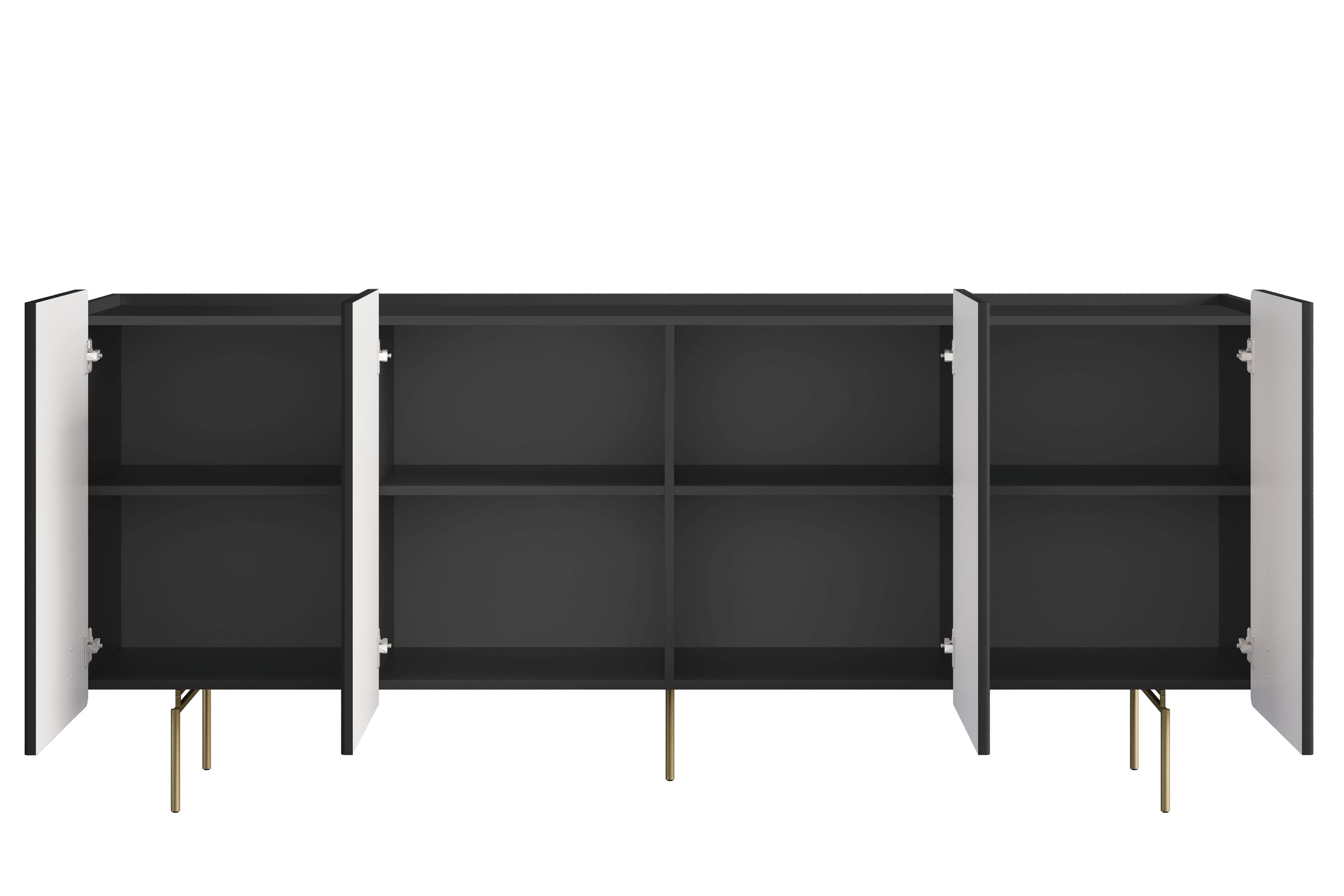 Komoda Malmi 200 cm - černý mat / zlaté nožky Komoda Malmi 200 cm - černá mat / zlote nozki