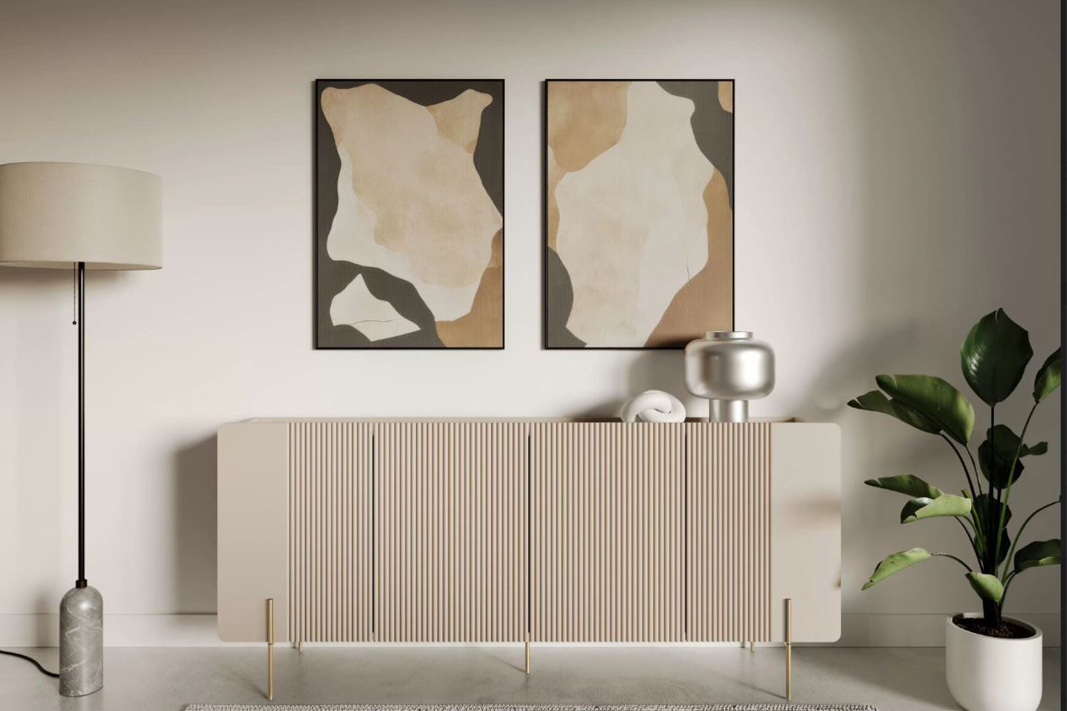 Komoda Malmi 200 cm - kašmír / čierny nozki - Limitovaná ponuka expozície Komoda Malmi 200 cm - kašmír / zlote nožičky - Limitovaná ponuka expozície