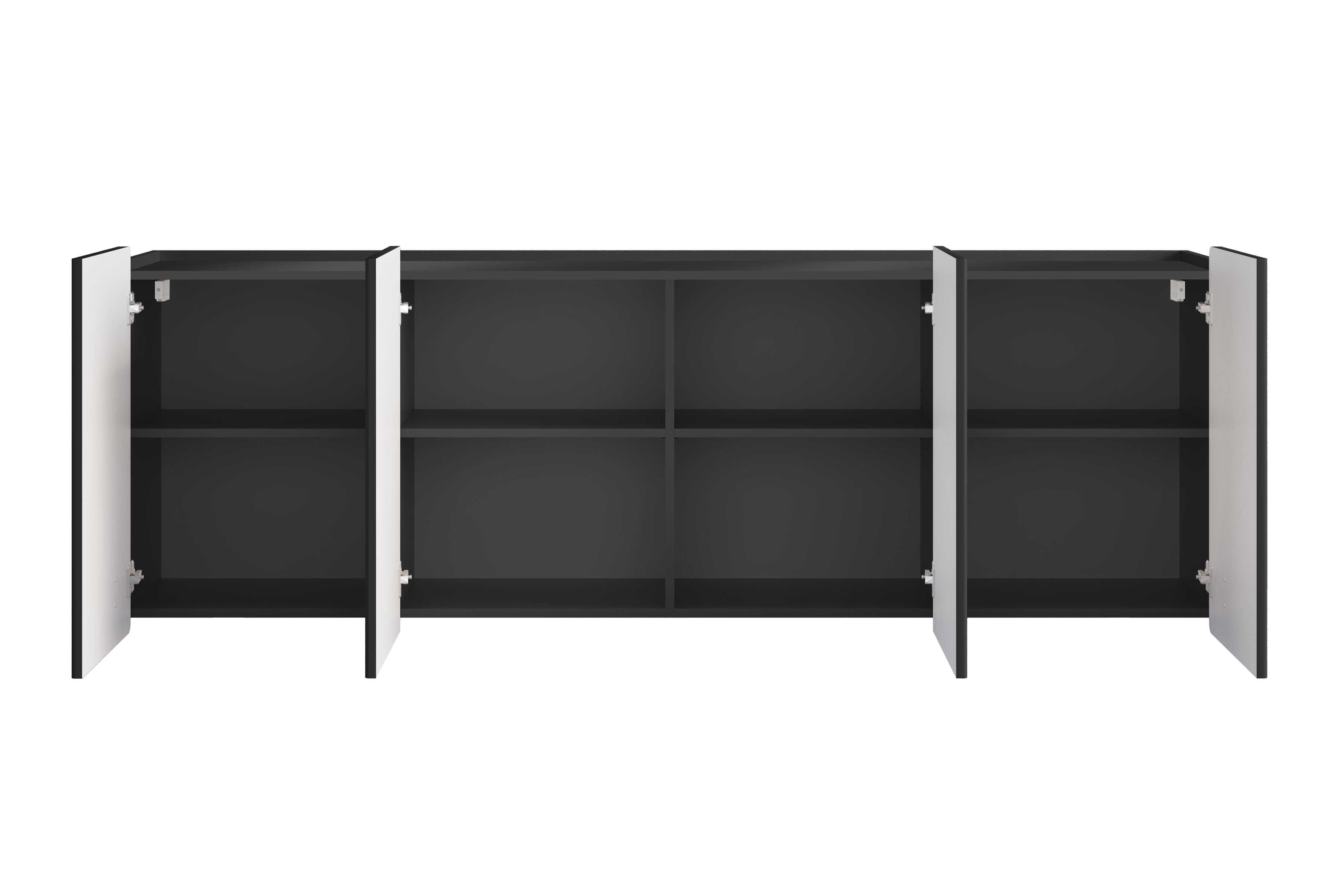 Závěsná komoda Malmi 200 cm - černý mat / černá Komoda Malmi 200 cm závěsná - černá mat / černá