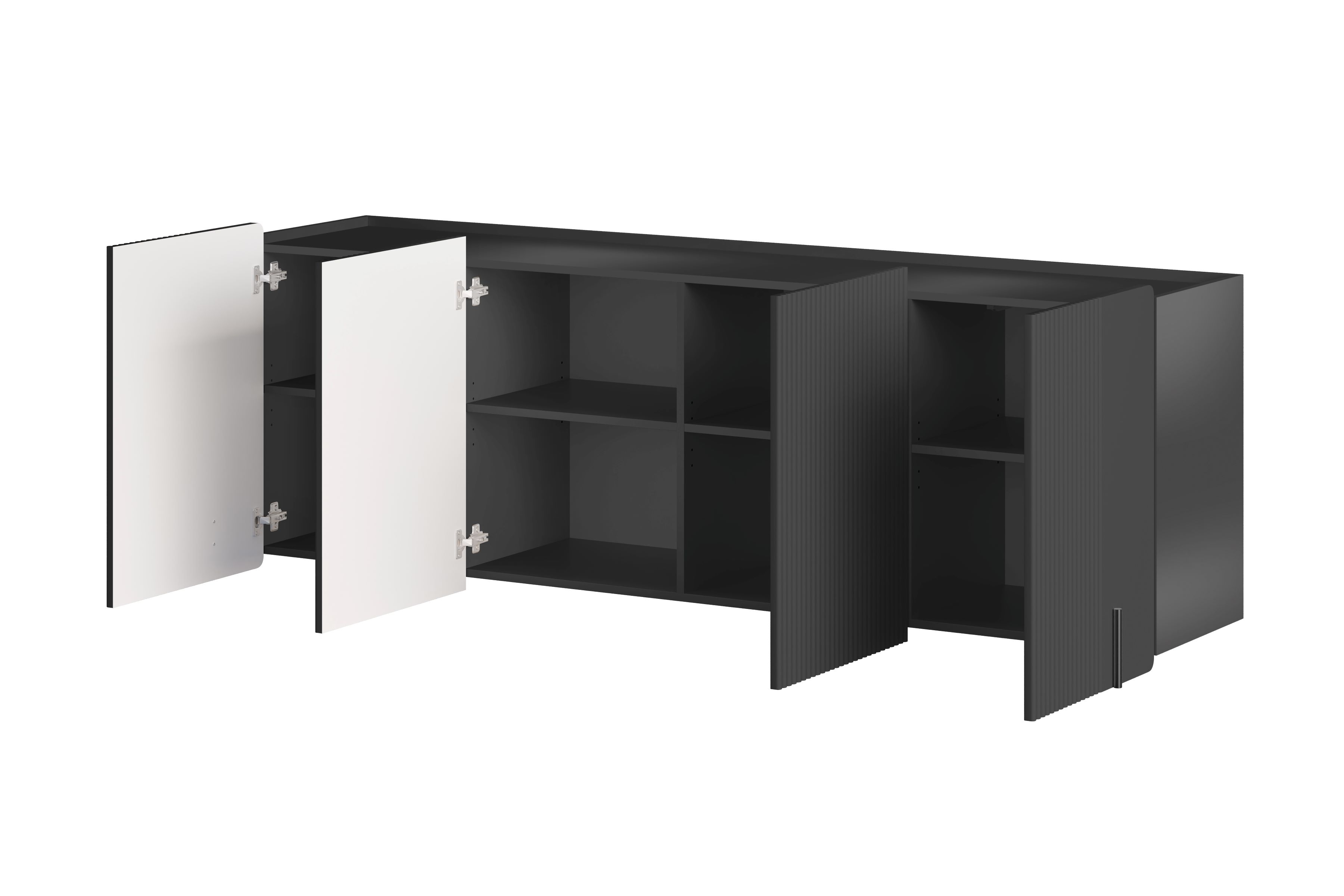 Závěsná komoda Malmi 200 cm - černý mat / černá Komoda Malmi 200 cm závěsná - černá mat / černá