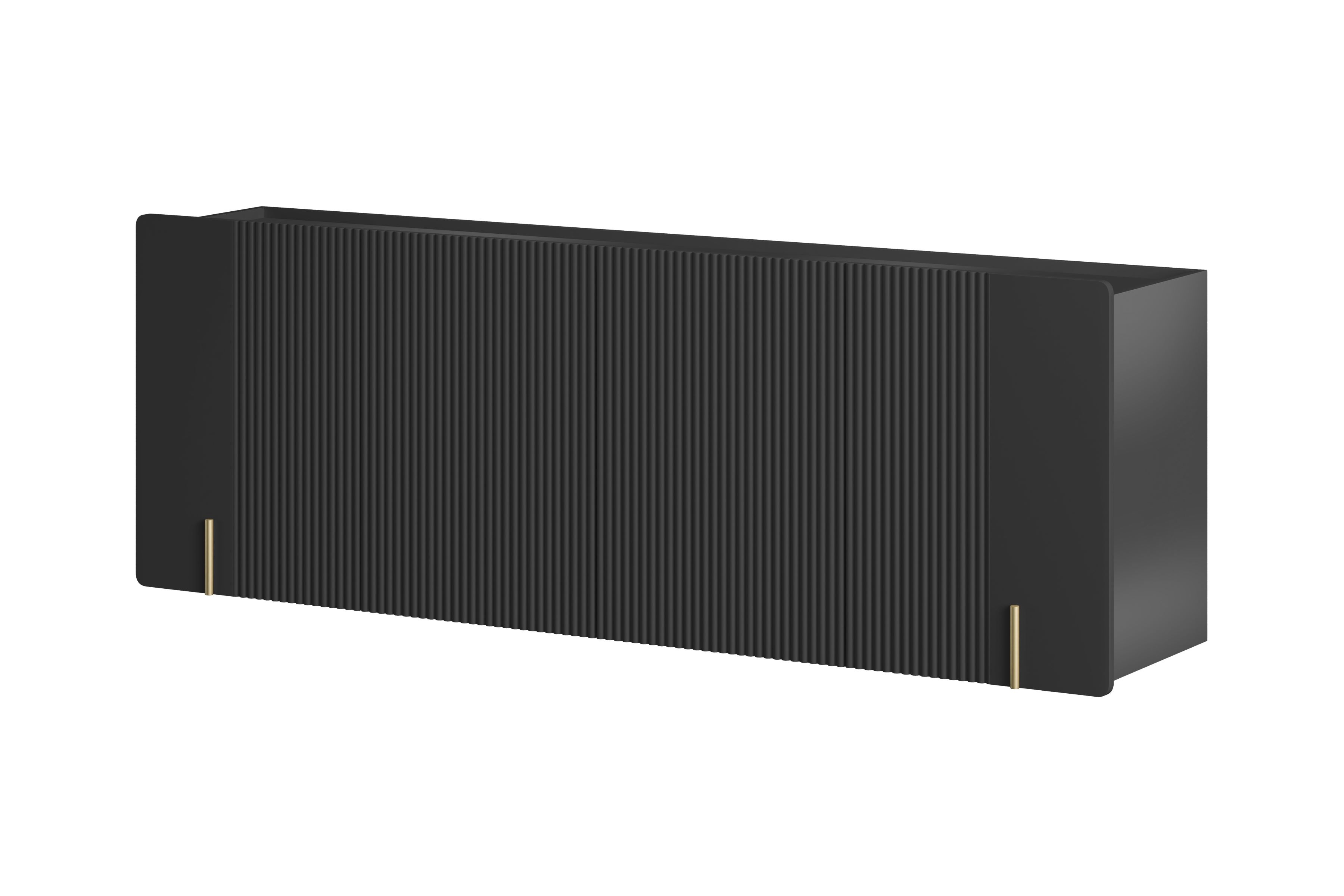 Závěsná komoda Malmi 200 cm - černý mat / zlatá Komoda Malmi 200 cm závěsná - černá mat / zlatá