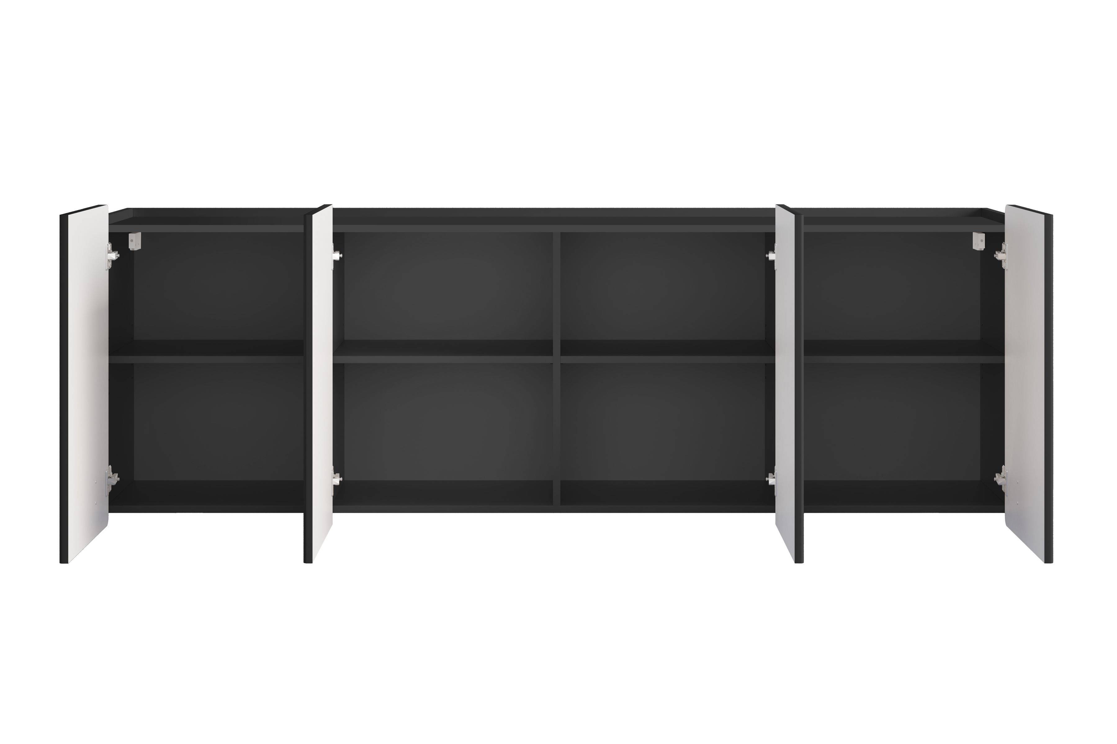 Závěsná komoda Malmi 200 cm - černý mat / zlatá Komoda Malmi 200 cm závěsná - černá mat / zlatá