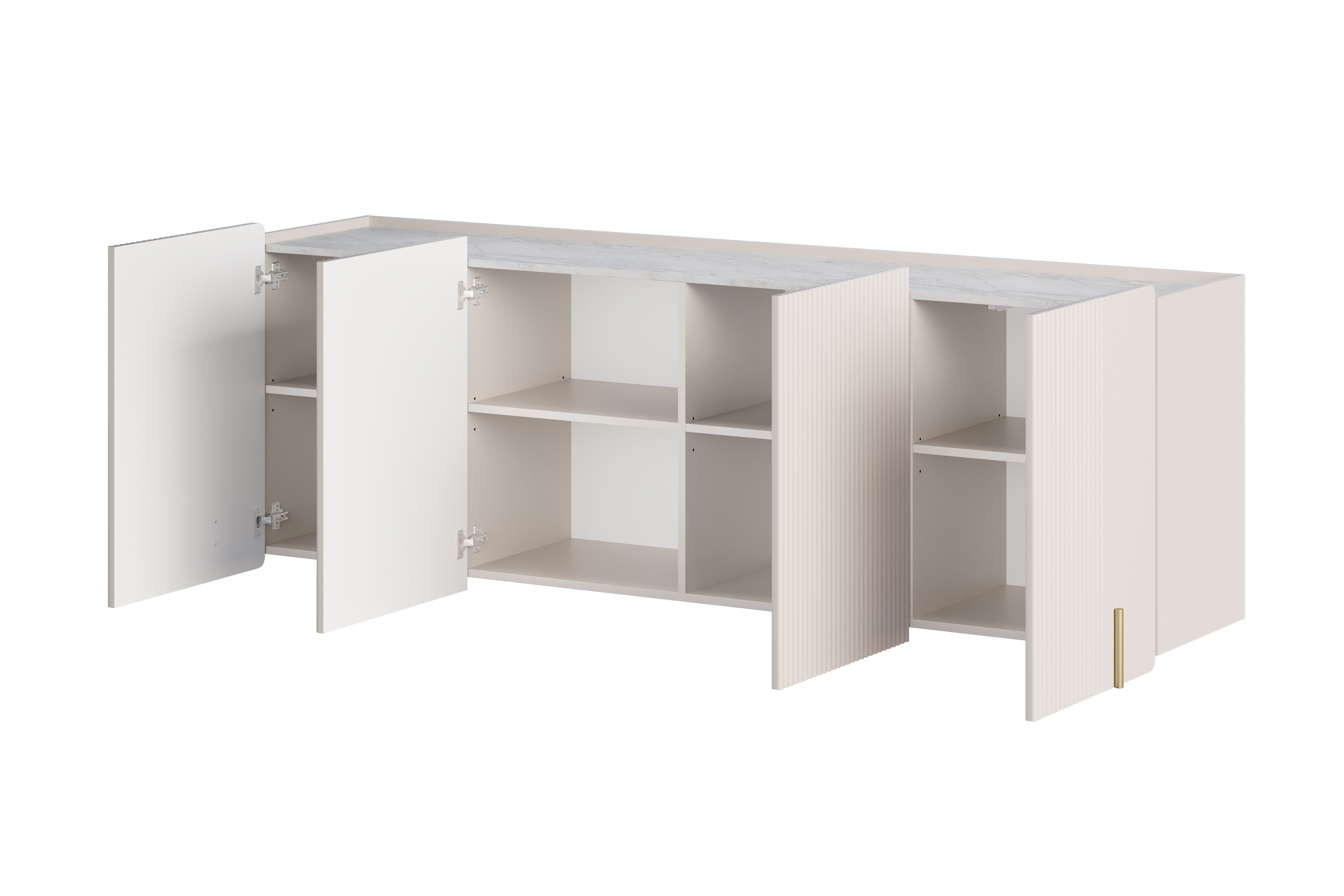 Závesná komoda Malmi 200 cm - kašmírová / crema bianca / zlatá Komoda Malmi 200 cm závesná - kašmír / crema bianca / zlaté