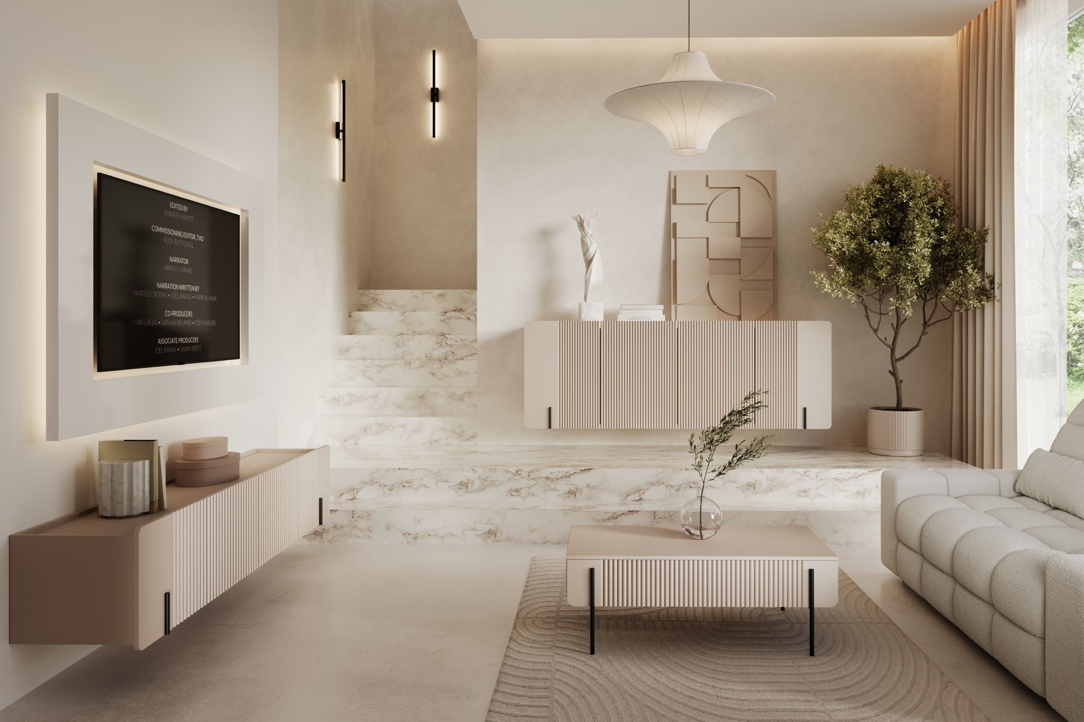 Závěsná komoda Malmi 200 cm - kašmírová / černá Komoda Malmi 200 cm závěsná - kašmír / černá