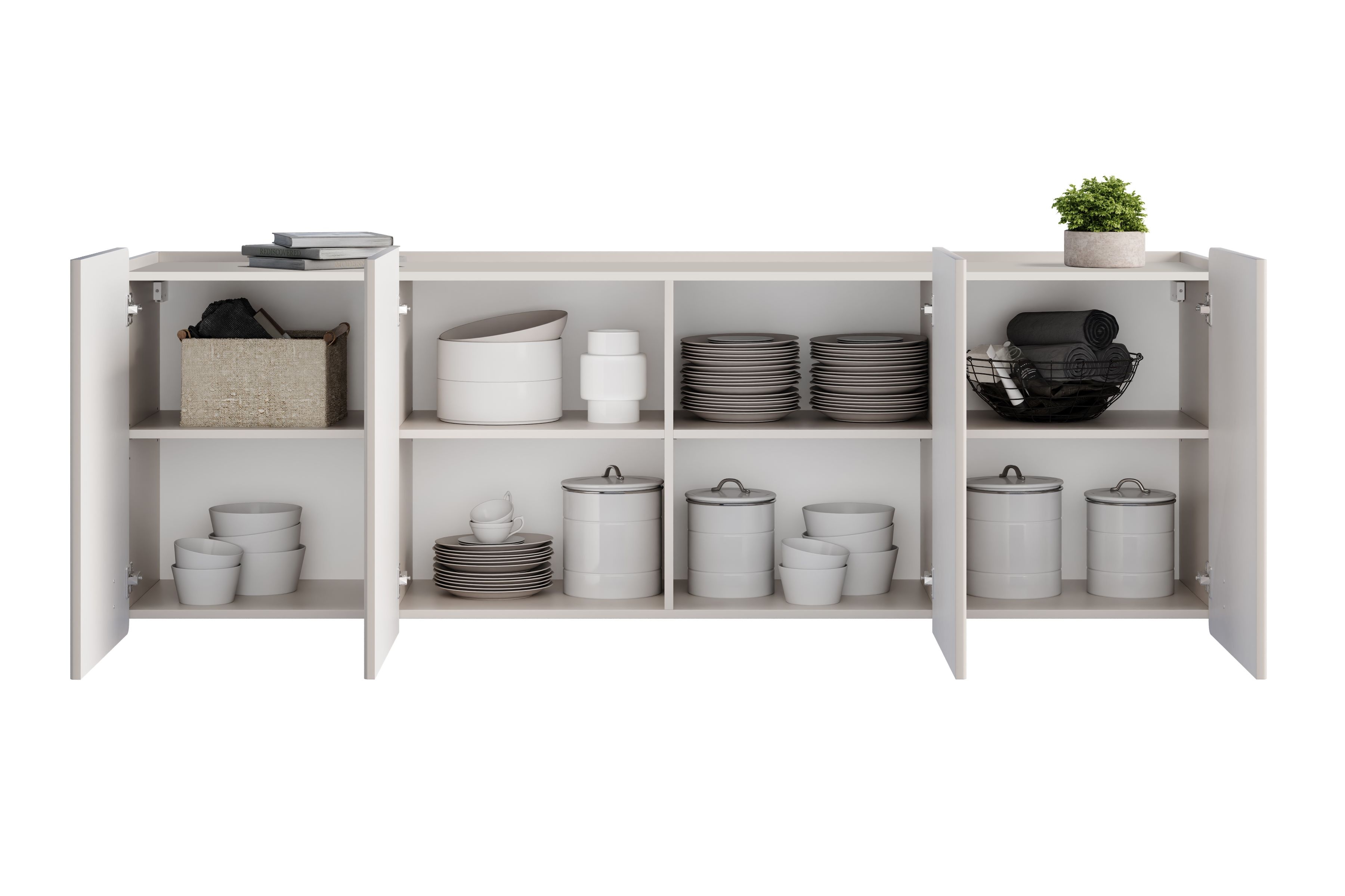 Závěsná komoda Malmi 200 cm - kašmírová / černá Komoda Malmi 200 cm závěsná - kašmír / černá