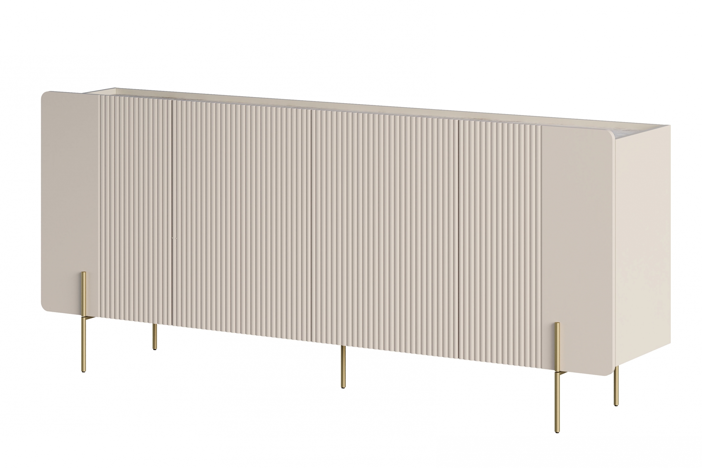 Komoda Malmi 4D - 200 cm - kašmírová / crema bianca / zlaté nožičky - Výpredaj expozície Komoda Malmi 4D - 200 cm - kašmír / crema bianca / zlote nožičky - Výpredaj expozície