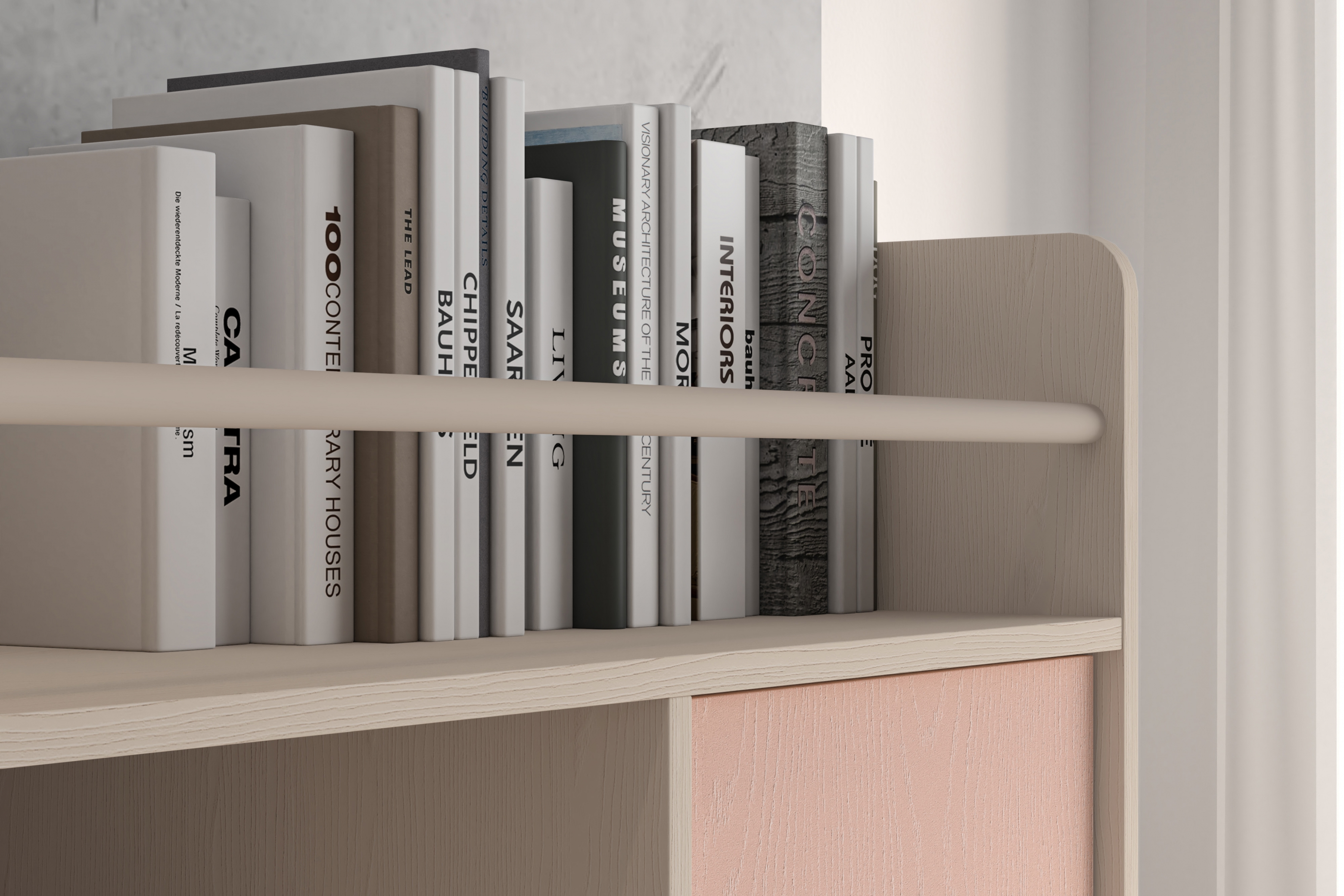 Dětská komoda Marla se zásuvkou 80 cm - pouštní písek / růžová Komoda Marla 80 cm z szuflada - piasek pustyni / millenial pink