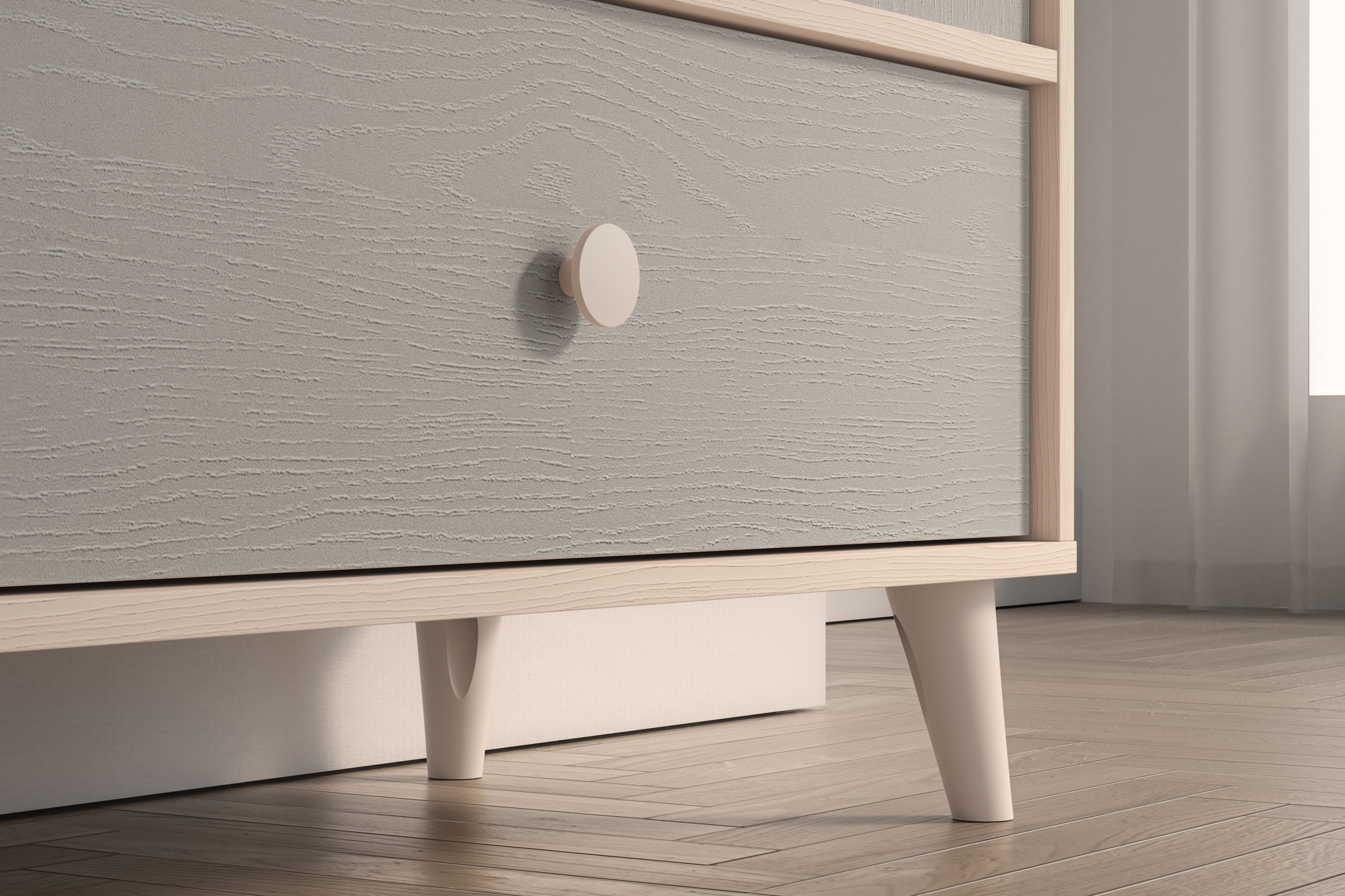 Dětská komoda Marla se zásuvkou 80 cm - pouštní písek / šedá pallad Komoda Marla 80 cm z szuflada - piasek pustyni / šedá pallad