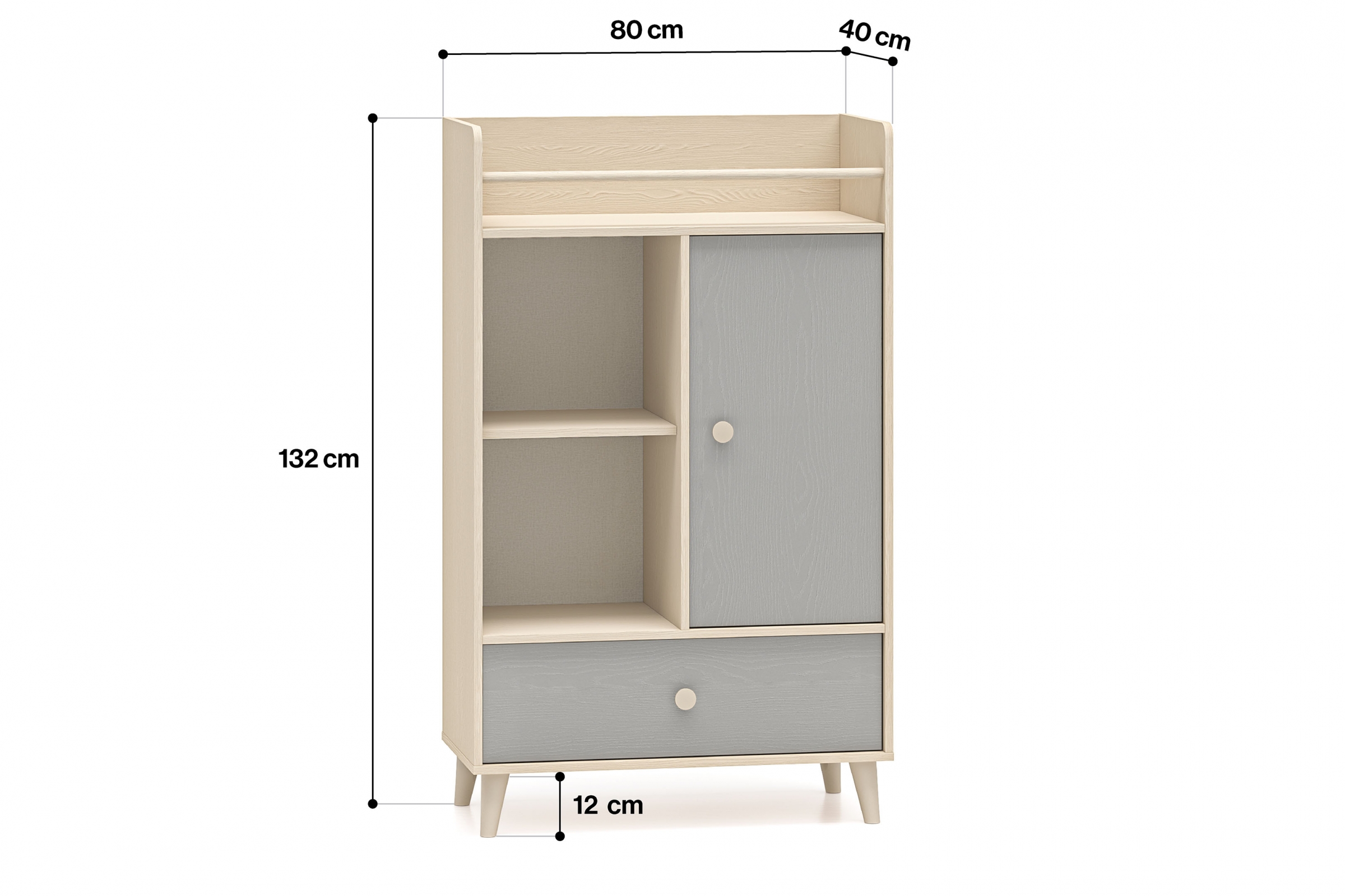Dětská komoda Marla se zásuvkou 80 cm - pouštní písek / šedá pallad Komoda Marla 80 cm z szuflada - piasek pustyni / šedá pallad