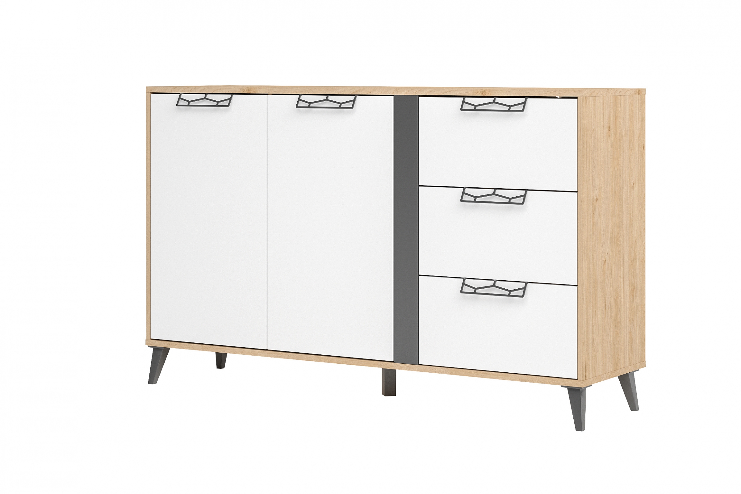 Komoda Moet 45 se zásuvkami 150 cm - americký ořech jackson / bílý mat / grafitový mat Komoda Moet 45 s zásuvkami 150 cm - Ořech americký jackson/Bílý mat/Grafitový mat