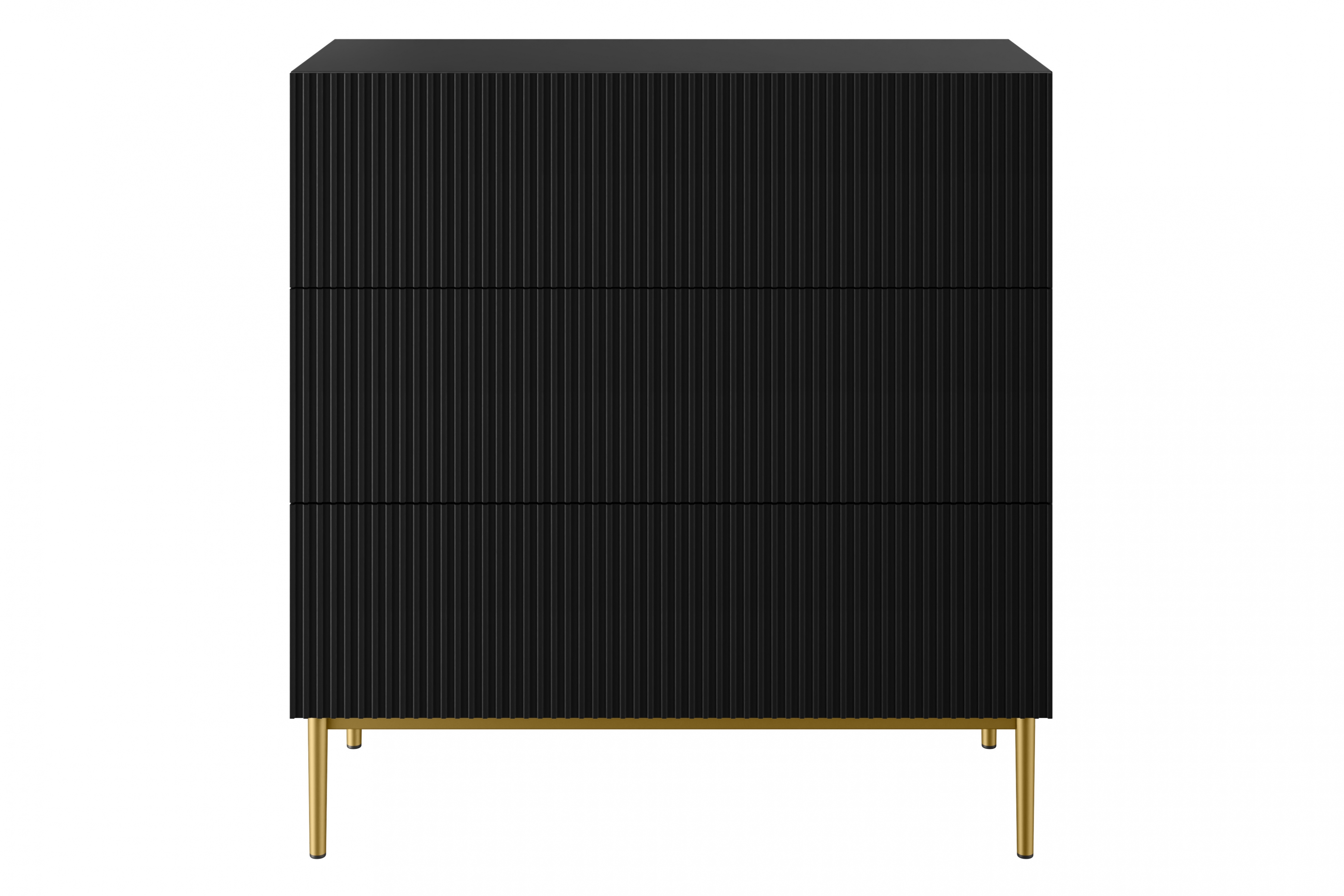 Komoda Nicole 100 cm - čierny mat / zlatá Komoda Nicole 100 cm s tromi zásuvkami i metalowymi nogami - Čierny mat / zlote nozki