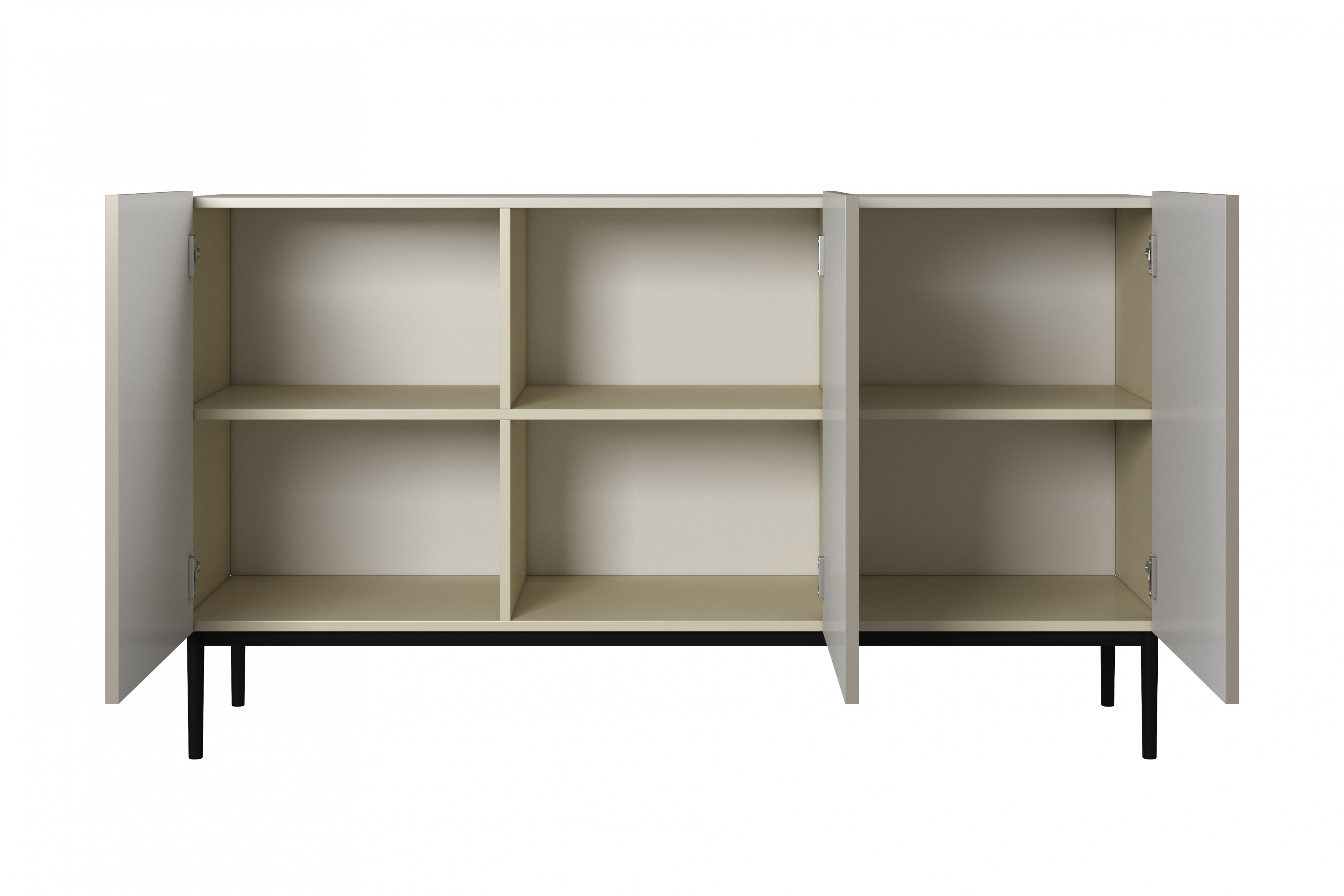 Komoda Nicole 150 cm - kašmírová / čierna Komoda Nicole 150 cm s frézovaným frontom - kašmír / čierny nozki