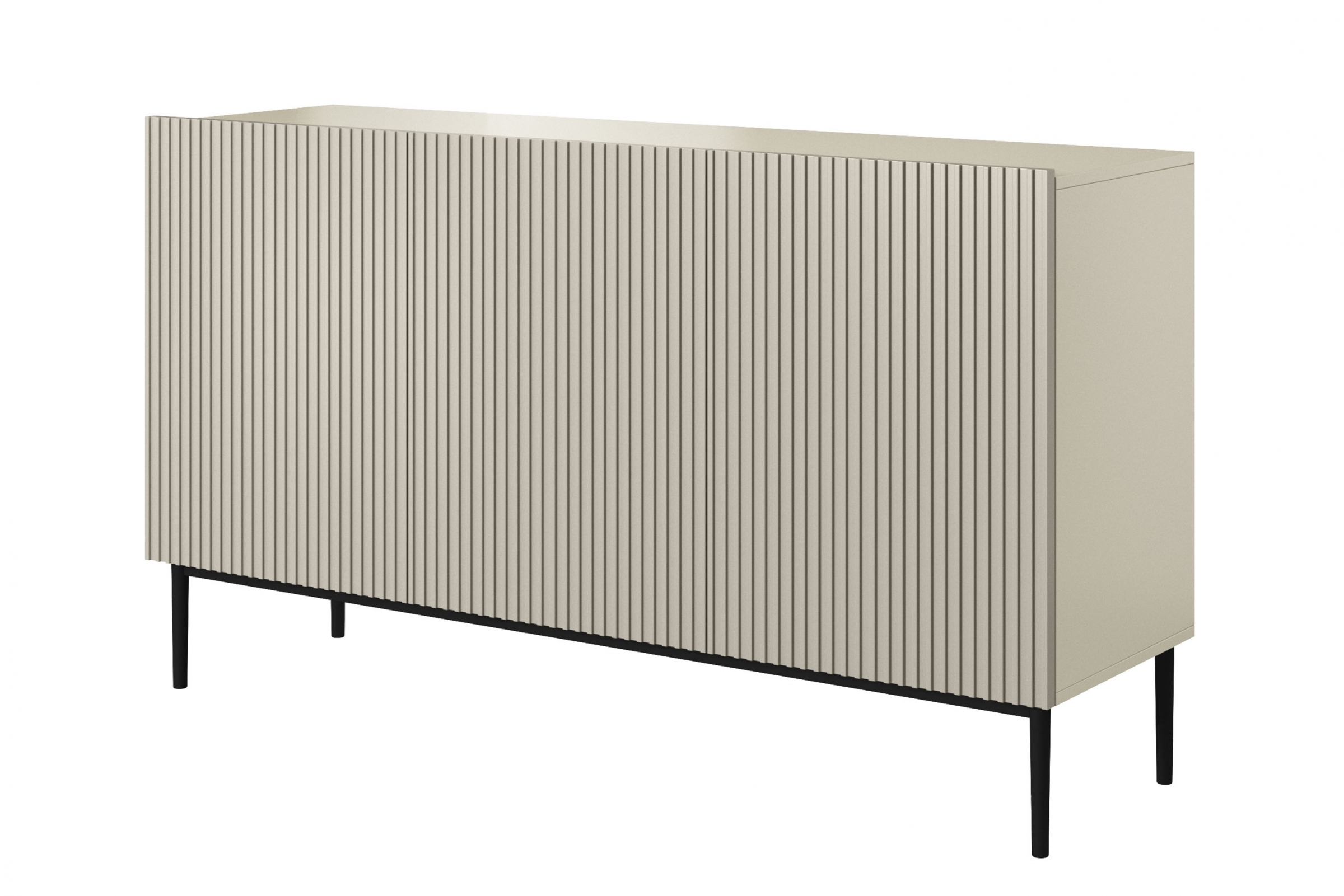 Komoda Nicole 150 cm - kašmírová / čierna Komoda Nicole 150 cm s frézovaným frontom - kašmír / čierny nozki