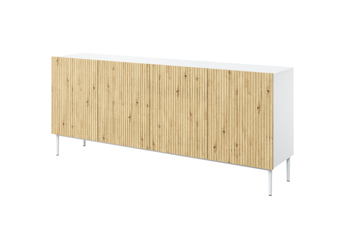 Komoda Nicole 200 cm - biela / dub artisan / biele nožičky - Koncovka série Komoda