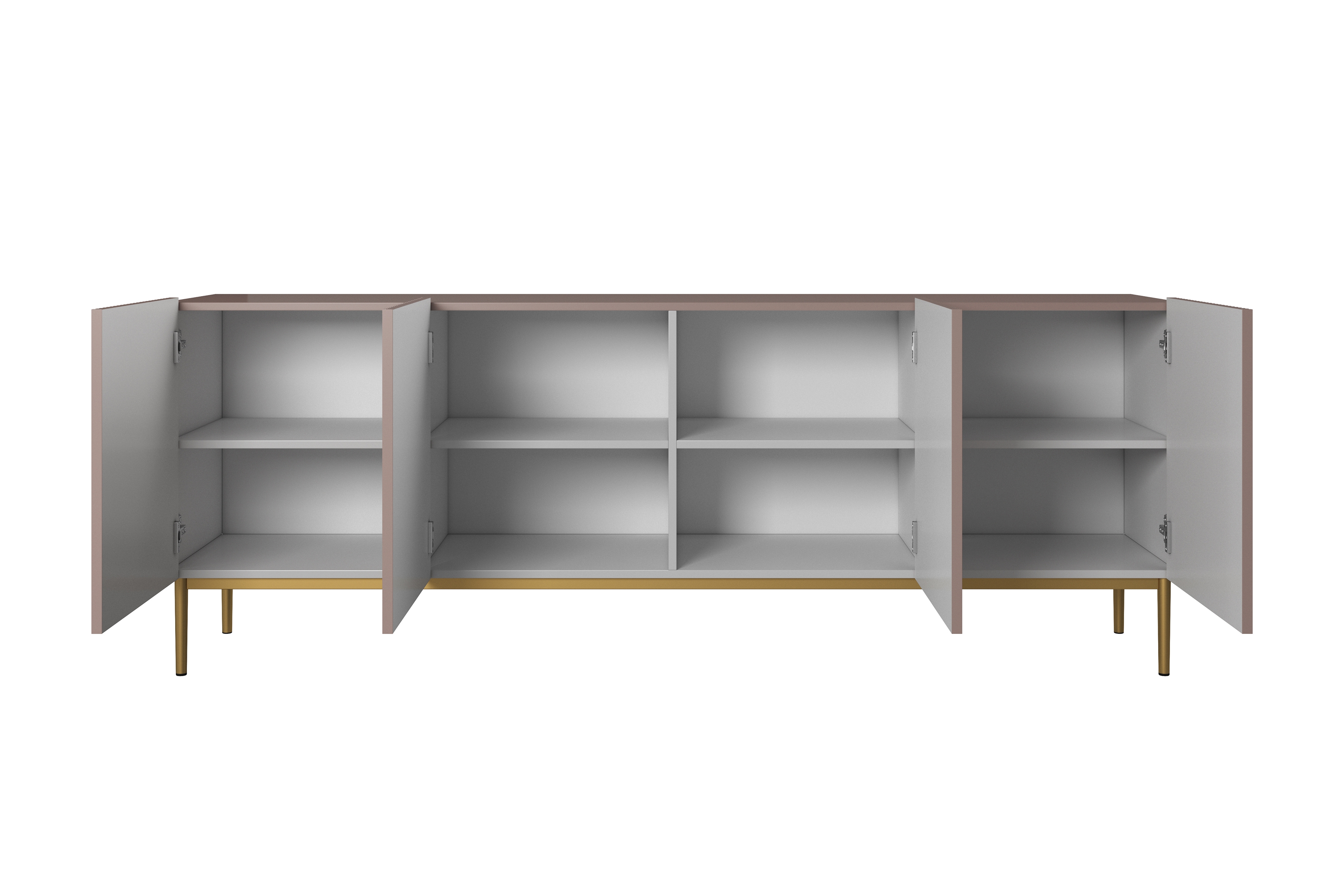 Komoda Nicole 200 cm na kovových nožičkách - antická ružová / zlaté nožičky - Koncovka Série Komoda Nicole 200 cm na kovových nohách - antický Ružová / zlote nozki