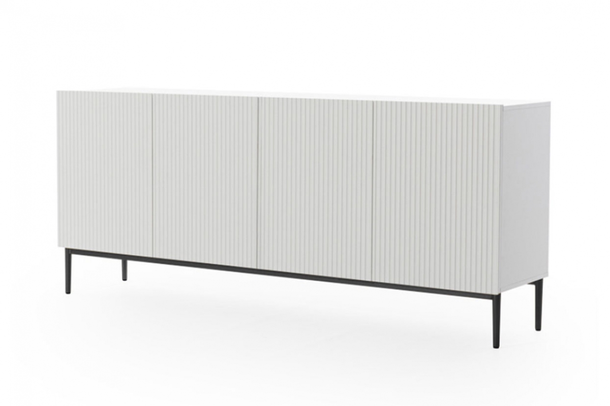 Komoda Nicole 200 cm - bílý mat / černé nožky Komoda Nicole 200 cm na kovových nohách - bílý mat / černá nozki