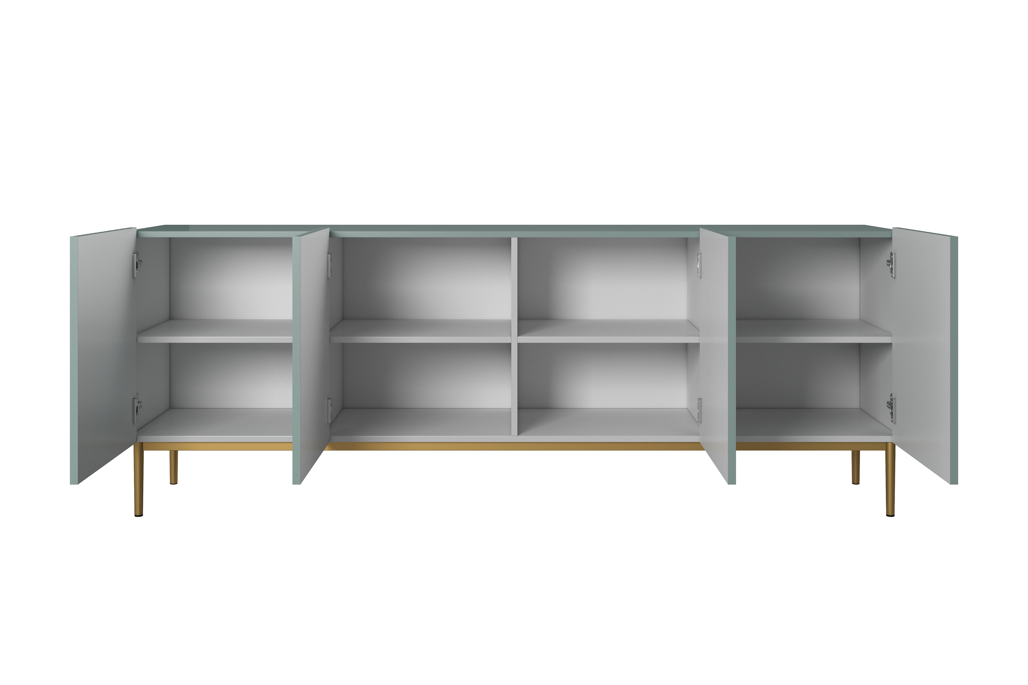 Komoda Nicole 200 cm na kovových nohách - šalvějová / zlaté nožky - Omezená nabídka Komoda Nicole 200 cm na kovových nohách- szalwia / zlaté nozki