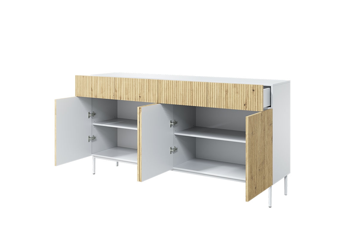 Komoda Nicole 200 cm so štyrmi zásuvkami - biela / dub artisan / biele nožičky - Koncovka série Komoda Nicole 200 cm so štyrmi zásuvkami - biela / dub artisan / biele nožičky - vnútro