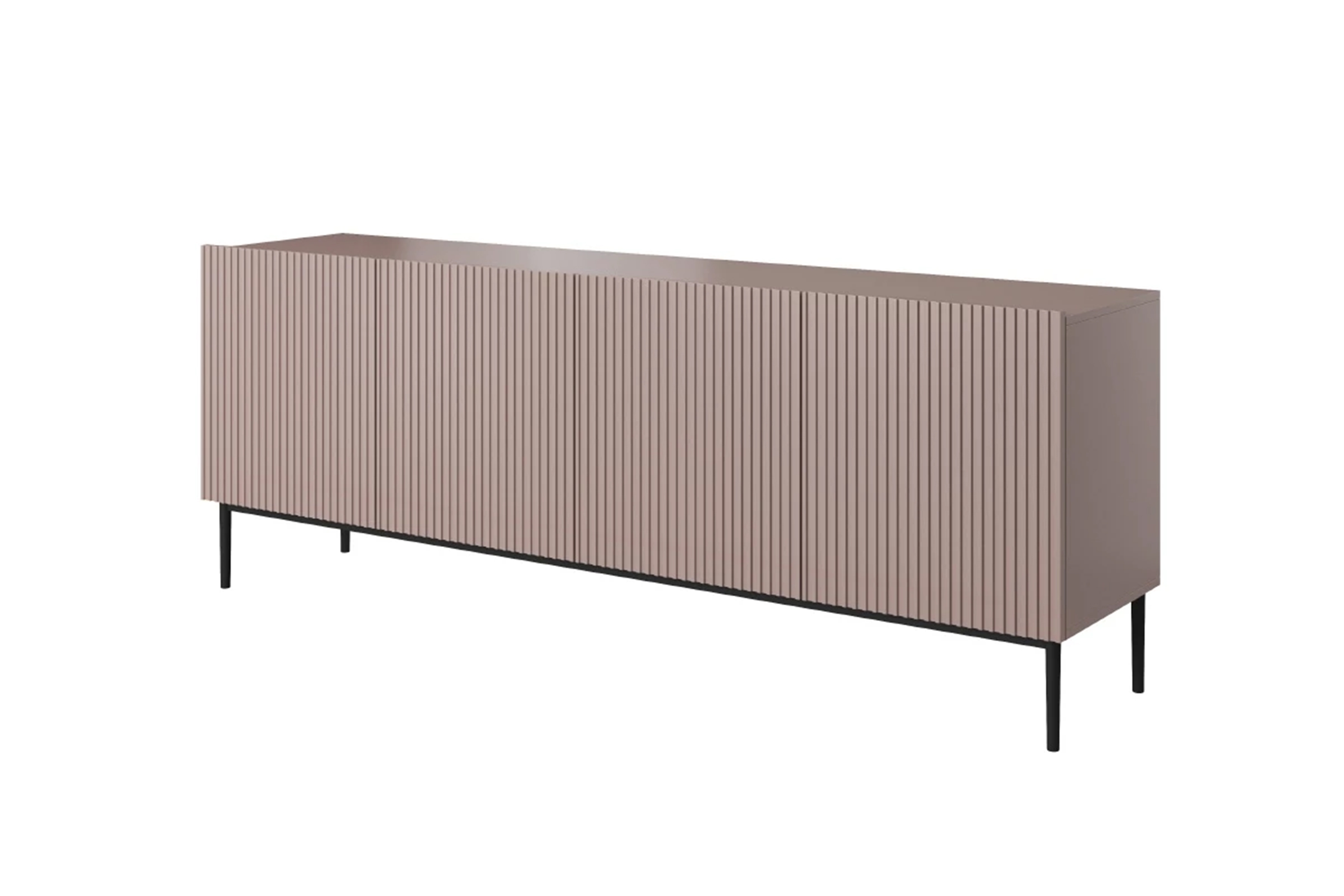 Komoda Nicole 200 cm s kovovými nožičkami - antická ružová / čierne nožičky - Koncovka Série Komoda Nicole 200 cm s frézovaným frontom i metalowymi nogami - antický Ružová / čierny nozki