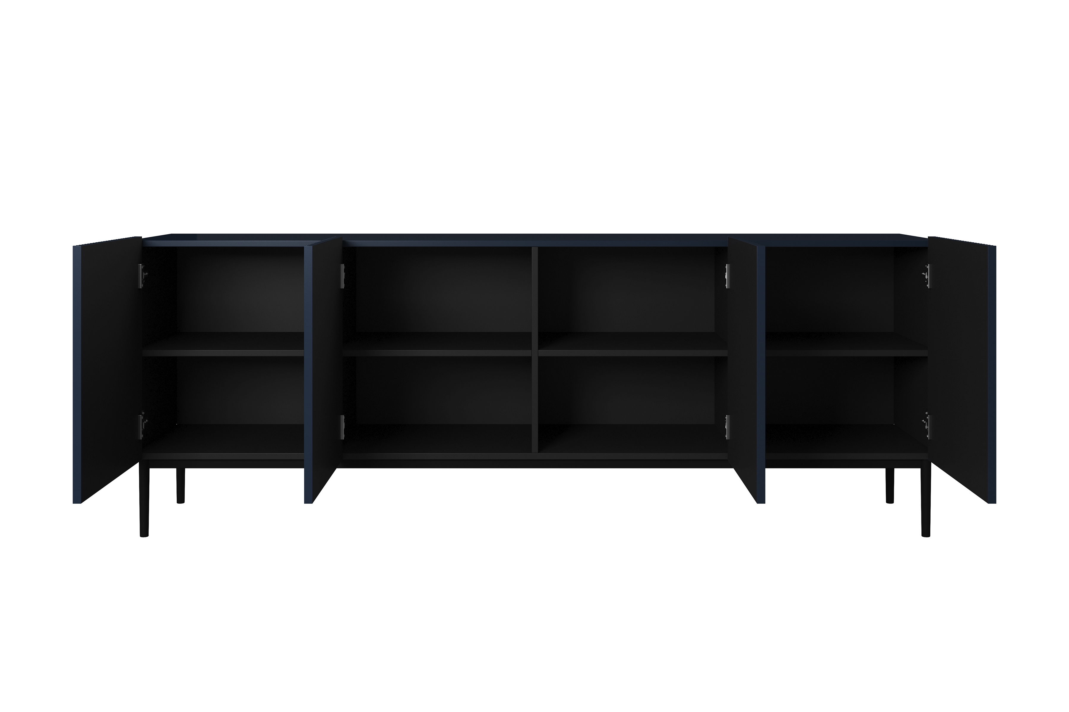 Komoda Nicole 200 cm s frézovaným čelom a kovovými nožičkami - granátová / čierne nožičky - Koncovka Série Komoda Nicole 200 cm s frézovaným frontom i metalowymi nogami - granat / čierny nozki