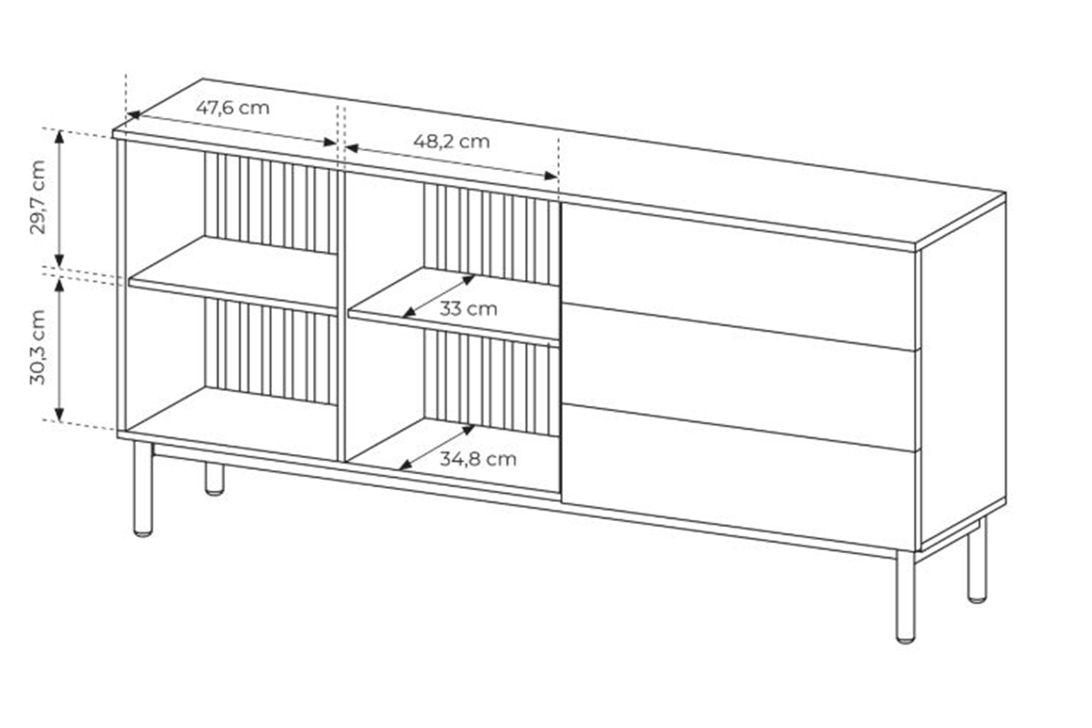 Komoda Noro 180 cm se zásuvkami a LED osvětlením - dub evoke / černá Komoda Noro 180 cm se zásuvkami i oswietleniem LED - dub evoke / černá