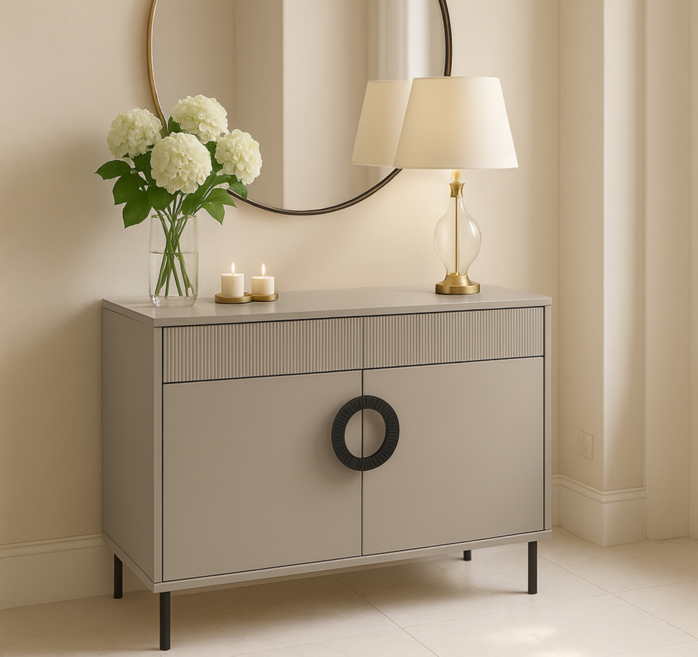 Komoda Nubo 100 cm so zásuvkou - kašmír / čierne nožičky Komoda Nubo 100 cm z szuflada - kašmír / Čierny