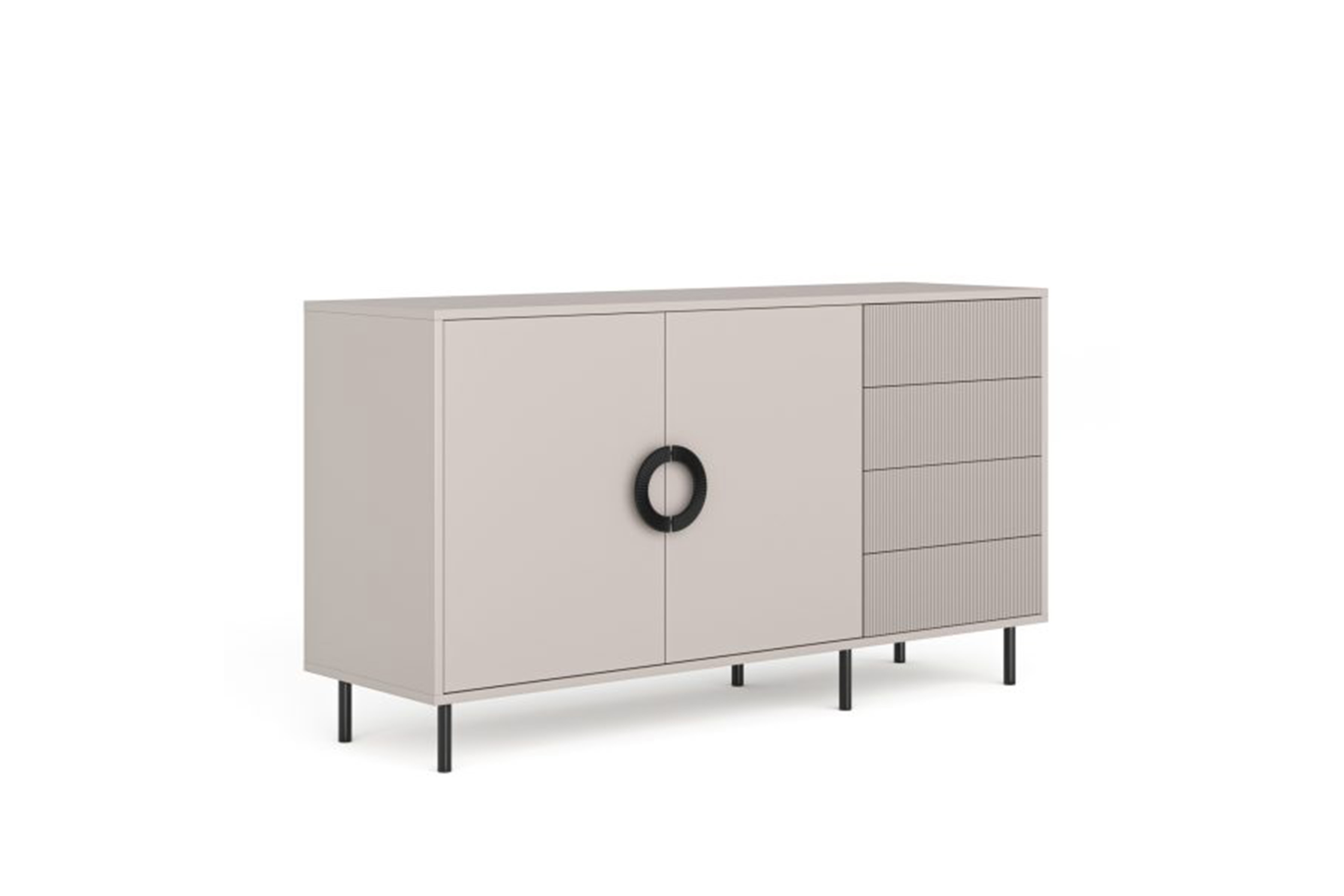 Komoda Nubo 150 cm so zásuvkami - kašmír / čierne nožičky Komoda Nubo 150 cm so zásuvkami - kašmír / Čierny