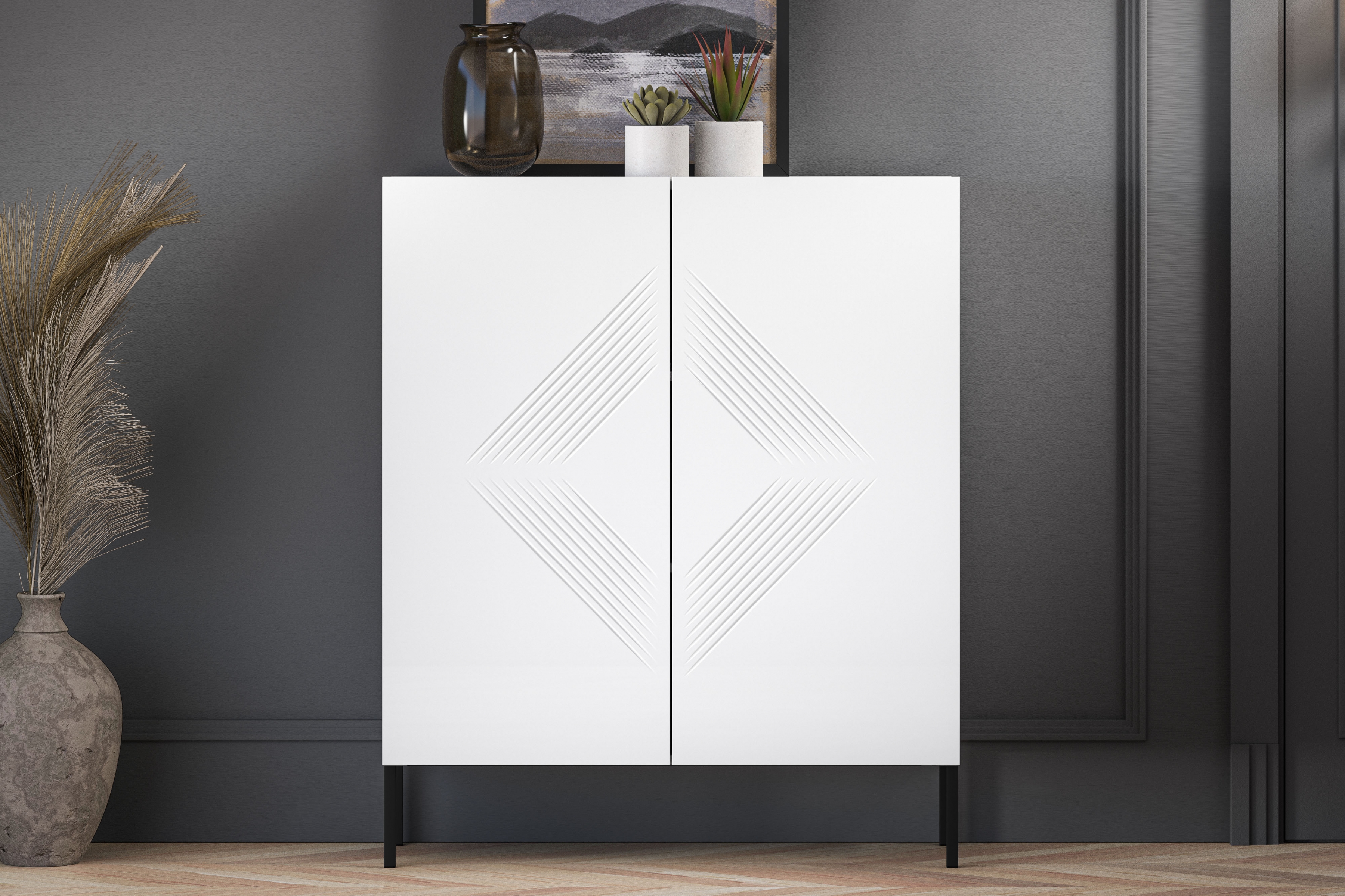 Komoda Pingli 100 cm - bílý mat / černé nohy Komoda Pingli 01 - 100 cm - Bílý mat / černé Nohy