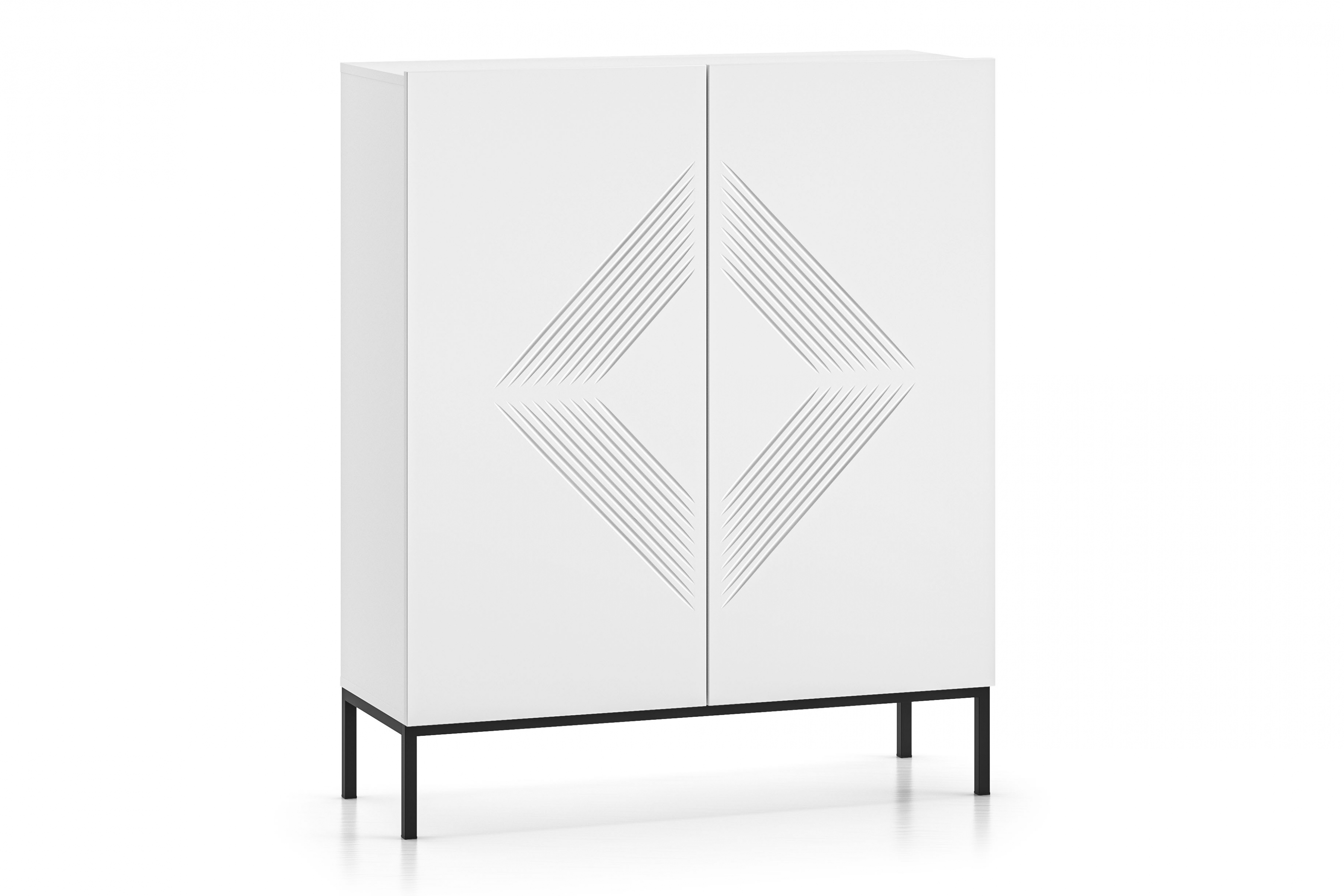 Komoda Pingli 100 cm - bílý mat / černý rošt Komoda Pingli 01 - 100 cm - Bílý mat / Černý Rošt