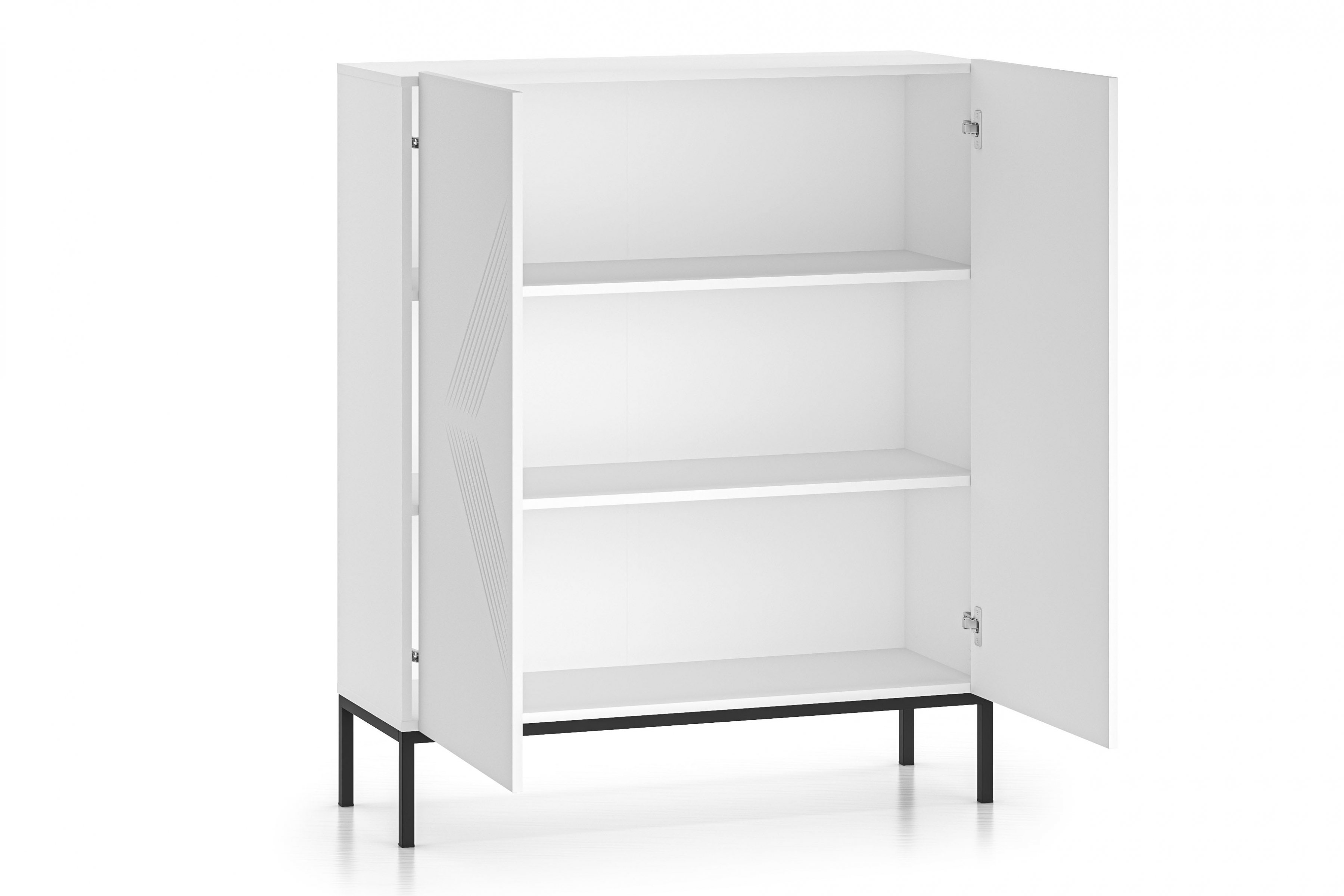 Komoda Pingli 100 cm - bílý mat / černý rošt Komoda Pingli 01 - 100 cm - Bílý mat / Černý Rošt