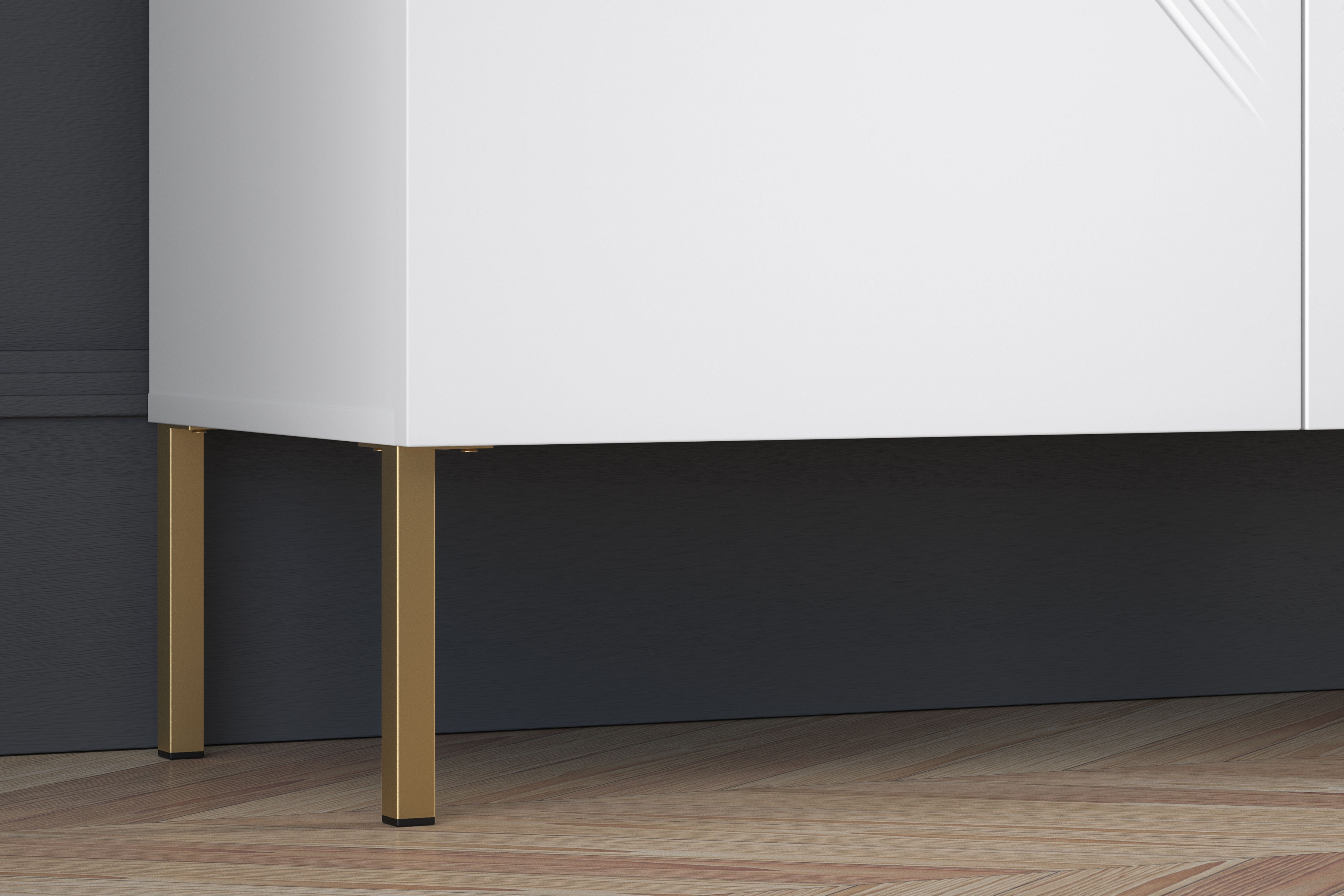 Komoda Pingli 100 cm - bílý mat / zlaté nohy Komoda Pingli 01 - 100 cm - Bílý mat / zlaté Nohy