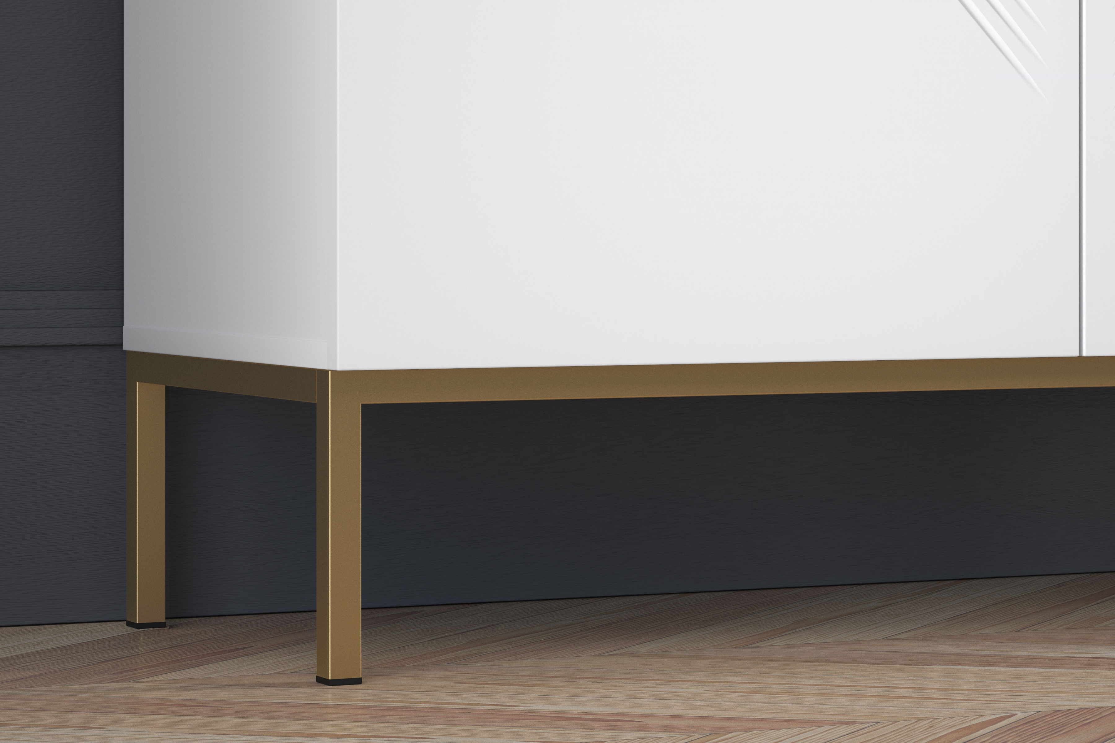 Komoda Pingli 100 cm - bílý mat / zlatý rošt Komoda Pingli 01 - 100 cm - Bílý mat / zlatý Rošt