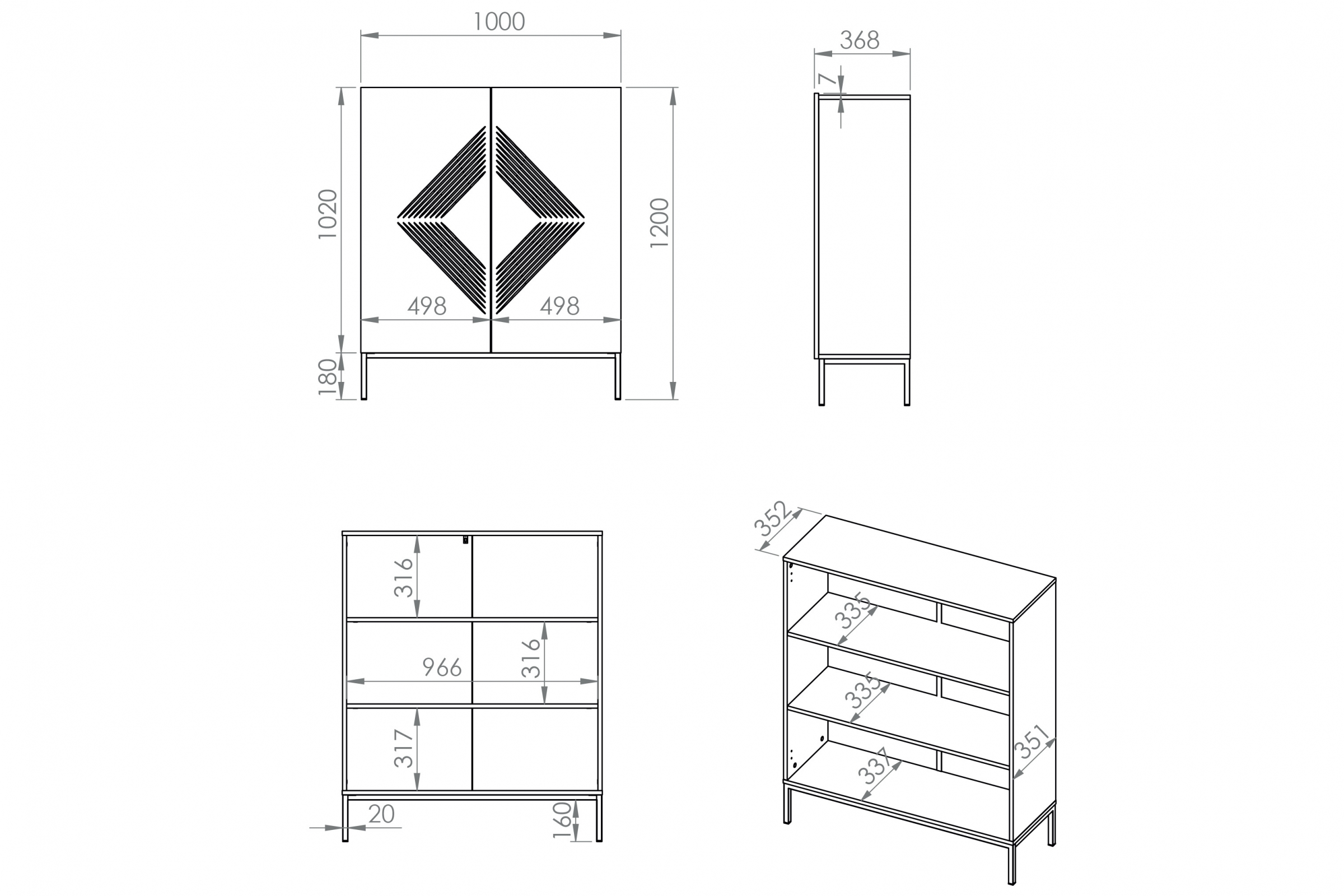 Komoda Pingli 100 cm - bílý mat / zlatý rošt Komoda Pingli 01 - 100 cm - Bílý mat / zlatý Rošt