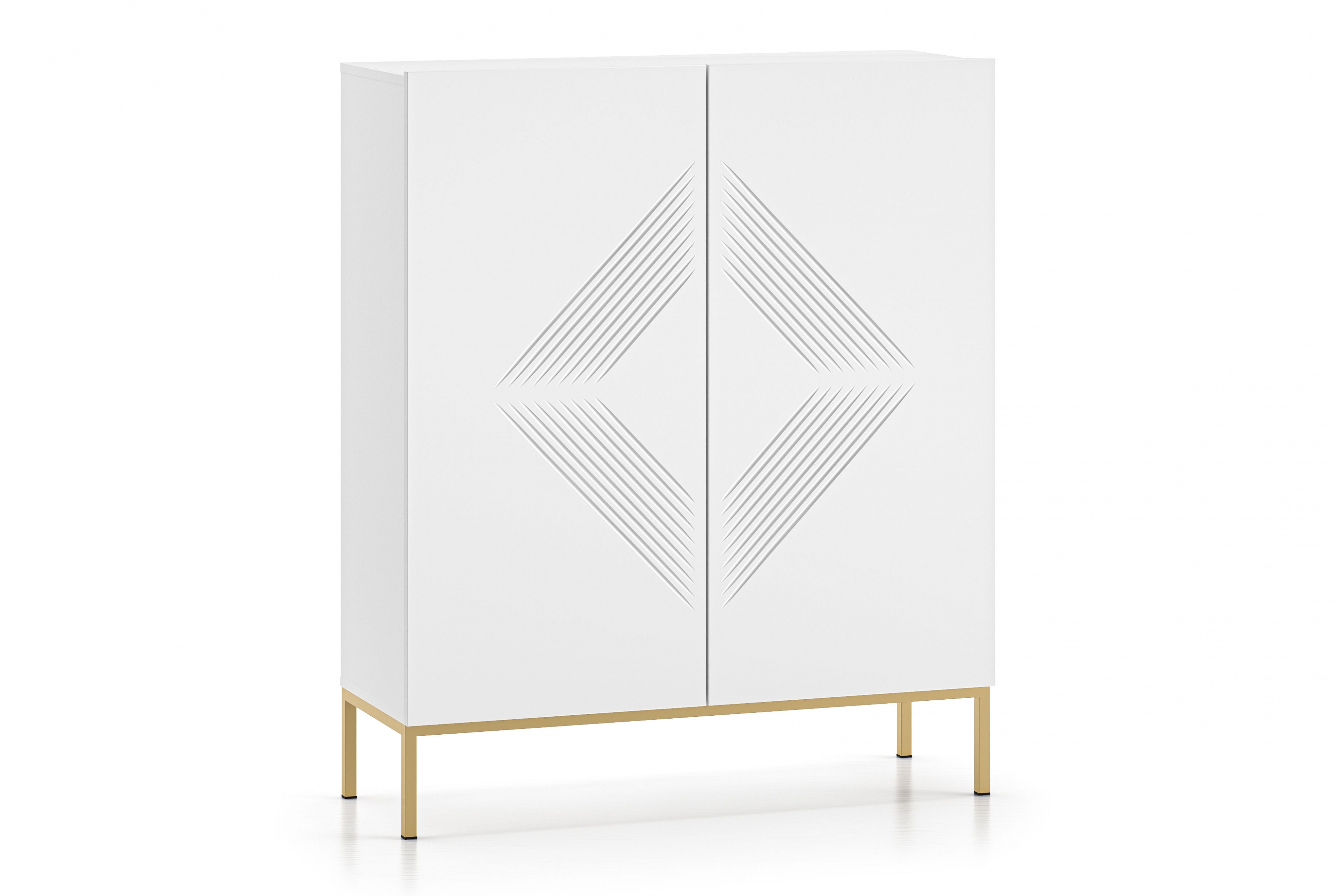Komoda Pingli 100 cm - bílý mat / zlatý rošt Komoda Pingli 01 - 100 cm - Bílý mat / zlatý Rošt