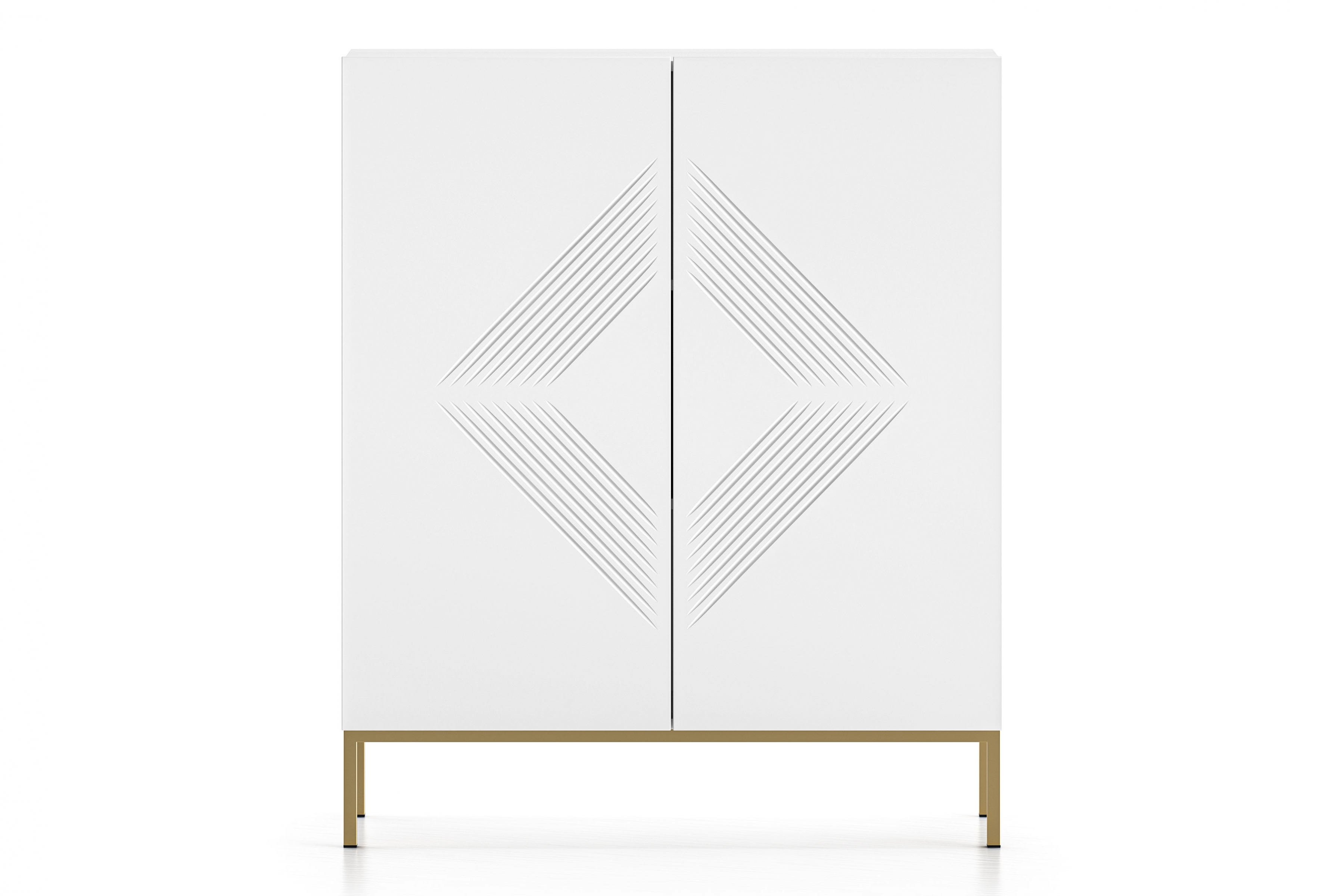 Komoda Pingli 100 cm - bílý mat / zlatý rošt Komoda Pingli 01 - 100 cm - Bílý mat / zlatý Rošt