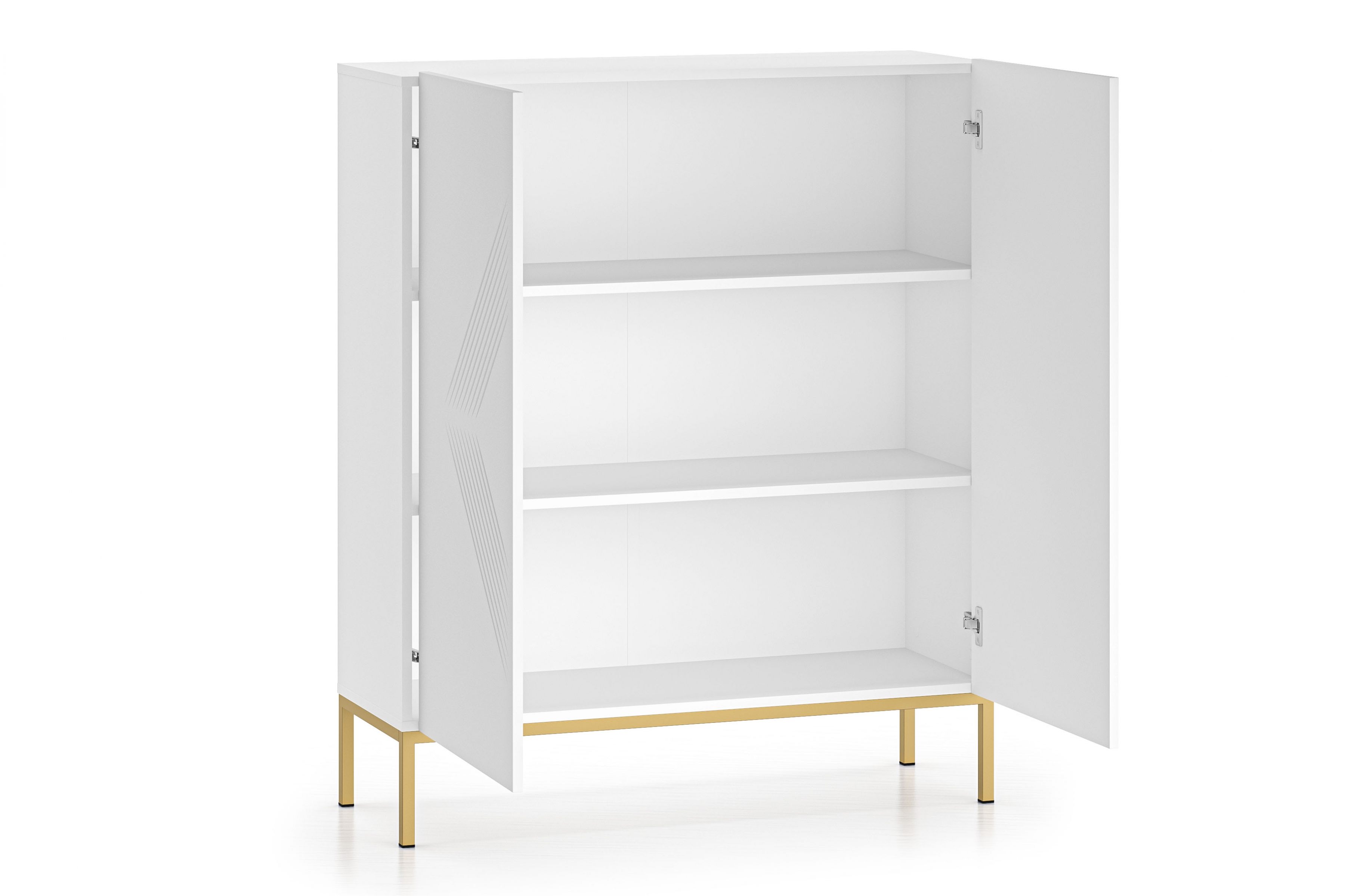 Komoda Pingli 100 cm - bílý mat / zlatý rošt Komoda Pingli 01 - 100 cm - Bílý mat / zlatý Rošt