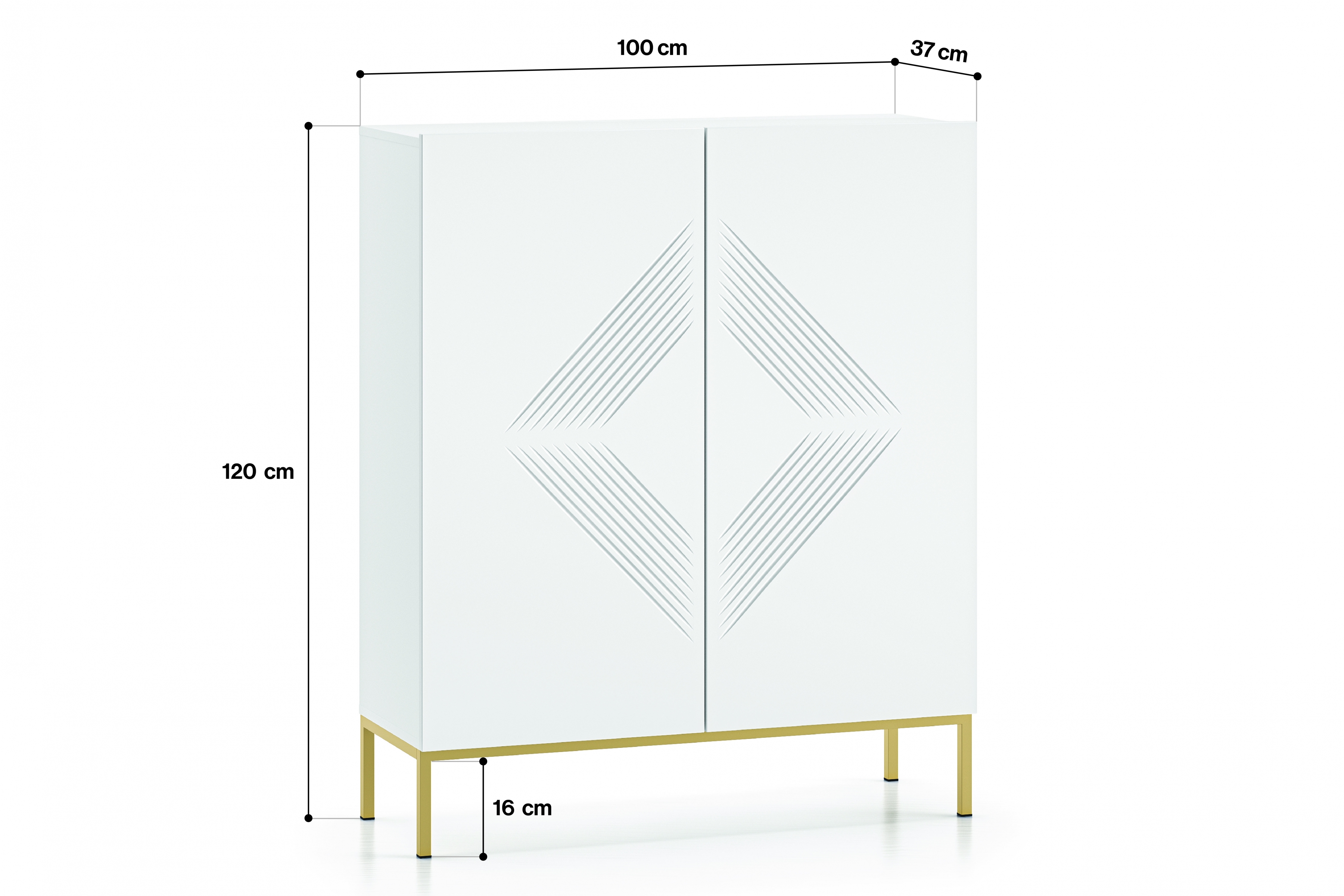 Komoda Pingli 100 cm - bílý mat / zlatý rošt Komoda Pingli 01 - 100 cm - Bílý mat / zlatý Rošt