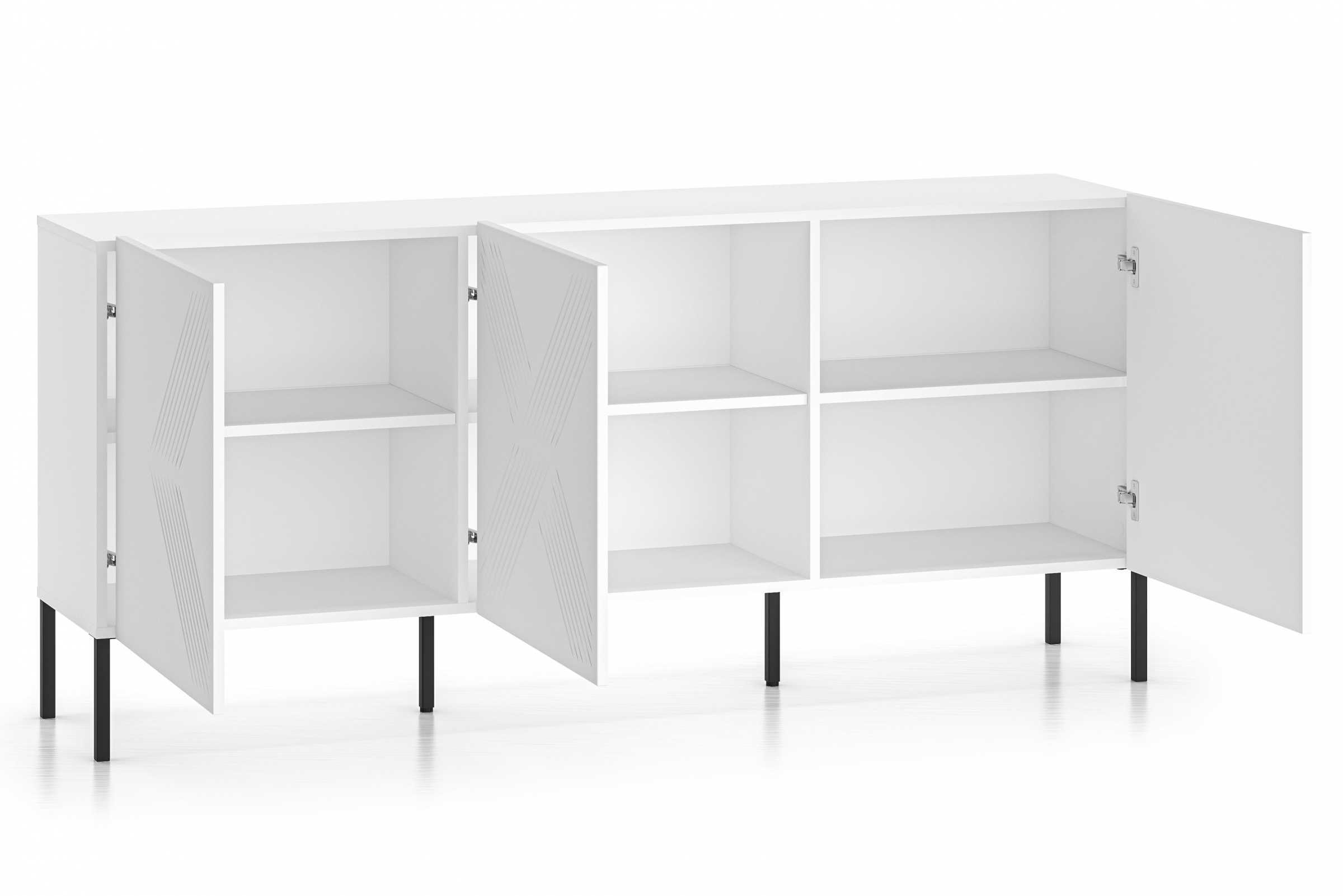 Komoda Pingli 170 cm - bílý mat / černé nohy Komoda Pingli 02 - 170 cm - Bílý mat / černé Nohy