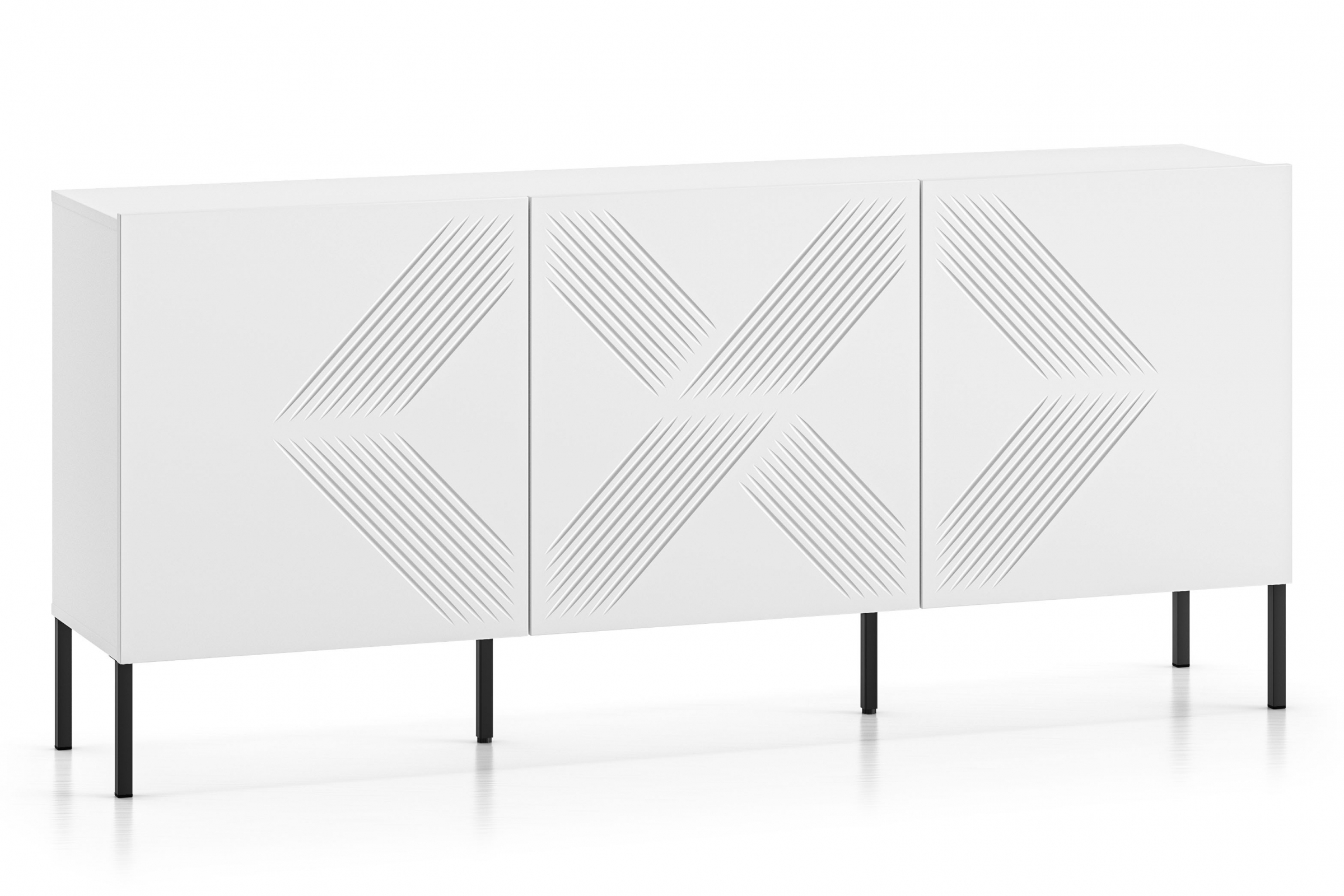 Komoda Pingli 170 cm - bílý mat / černé nohy Komoda Pingli 02 - 170 cm - Bílý mat / černé Nohy