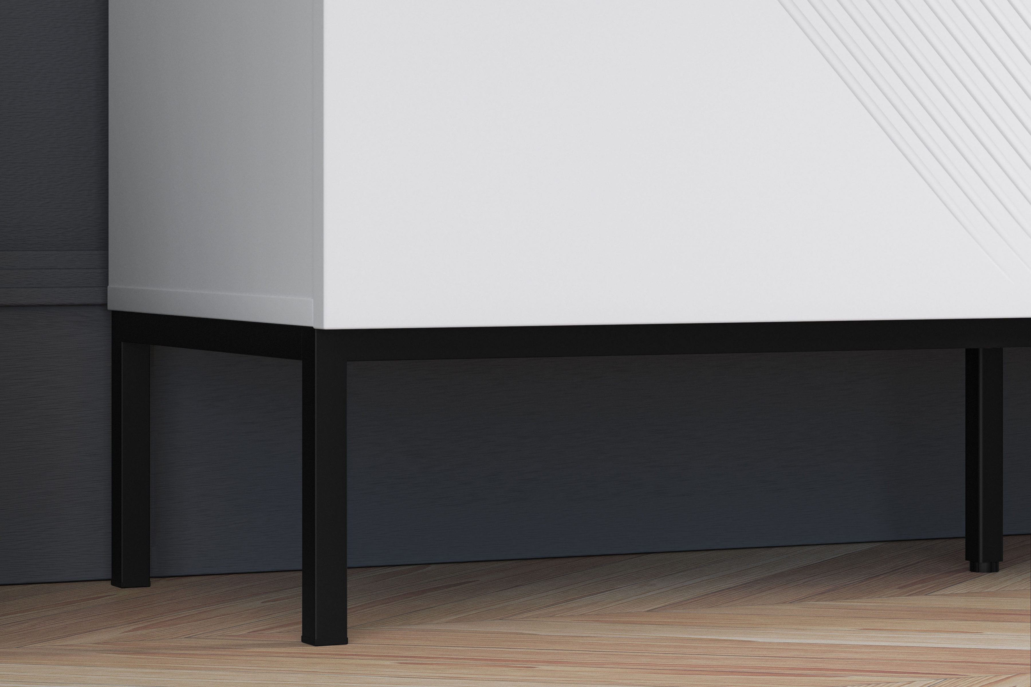 Komoda Pingli 170 cm - bílý mat / černý rošt Komoda Pingli 02 - 170 cm - Bílý mat / Černý Rošt