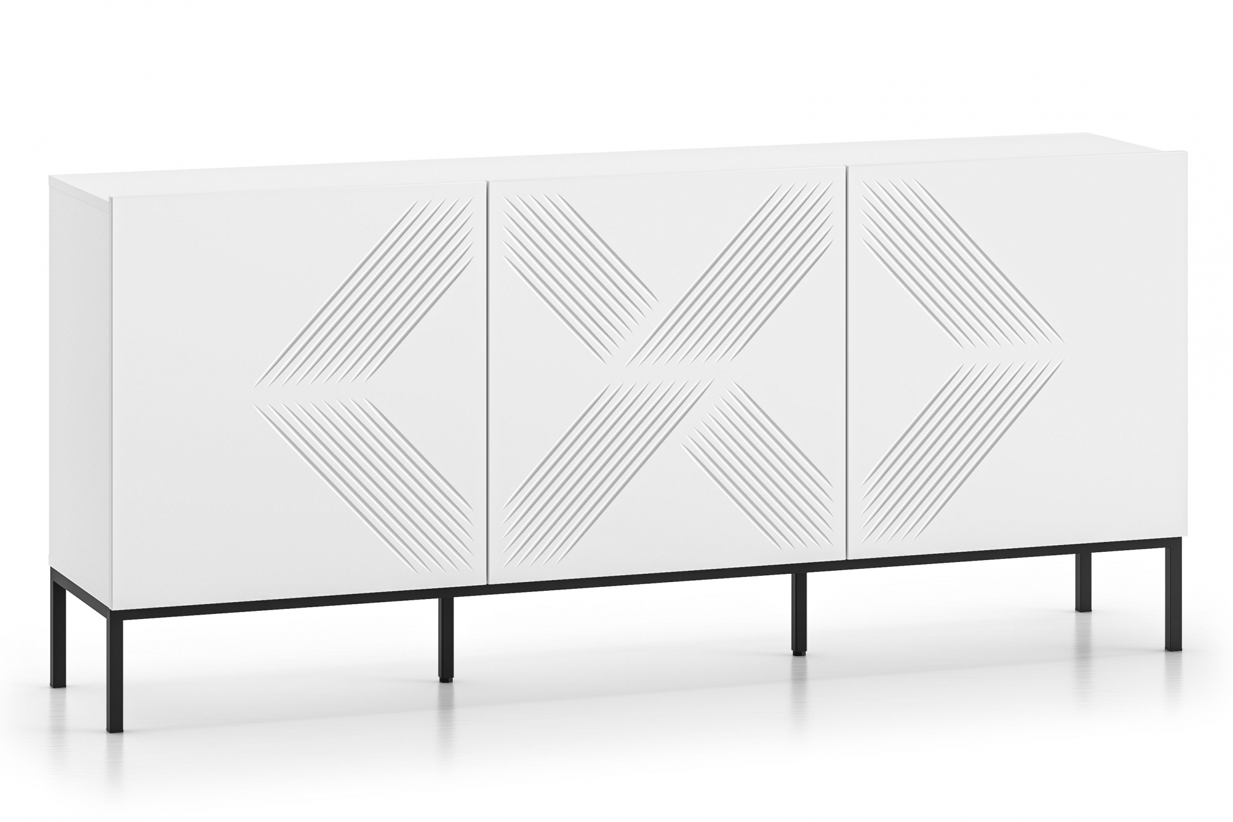 Komoda Pingli 170 cm - bílý mat / černý rošt Komoda Pingli 02 - 170 cm - Bílý mat / Černý Rošt