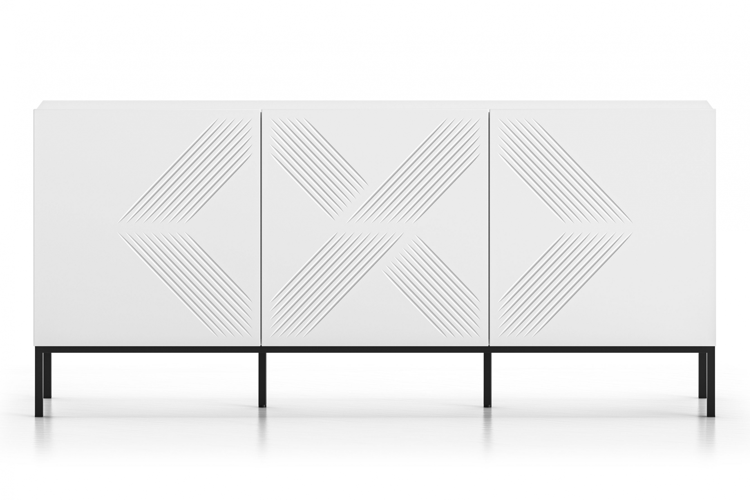 Komoda Pingli 170 cm - bílý mat / černý rošt Komoda Pingli 02 - 170 cm - Bílý mat / Černý Rošt