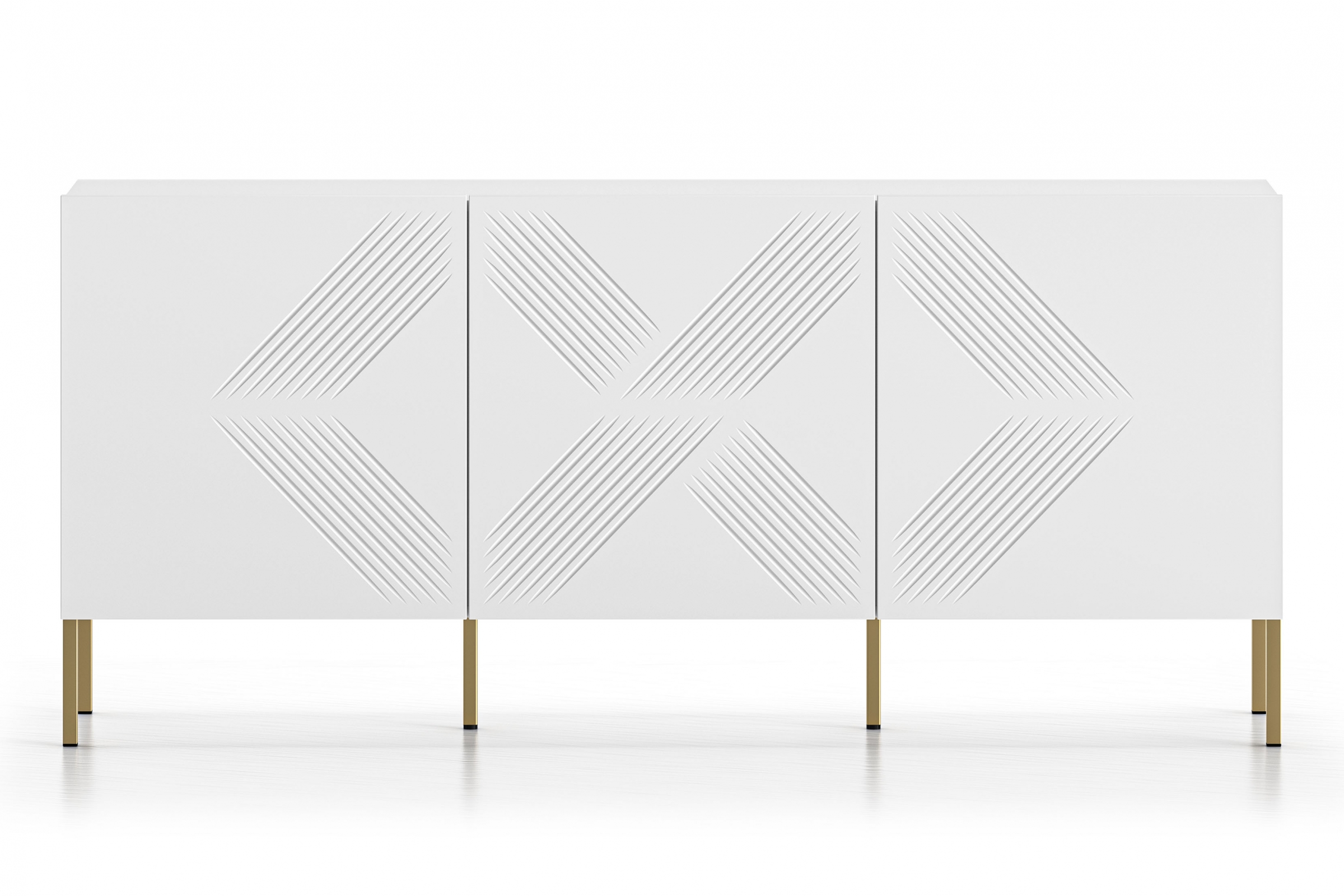 Komoda Pingli 02 - 170 cm - biely mat / zlaté Nohy Komoda Pingli 02 - 170 cm - biely mat / zlote Nohy